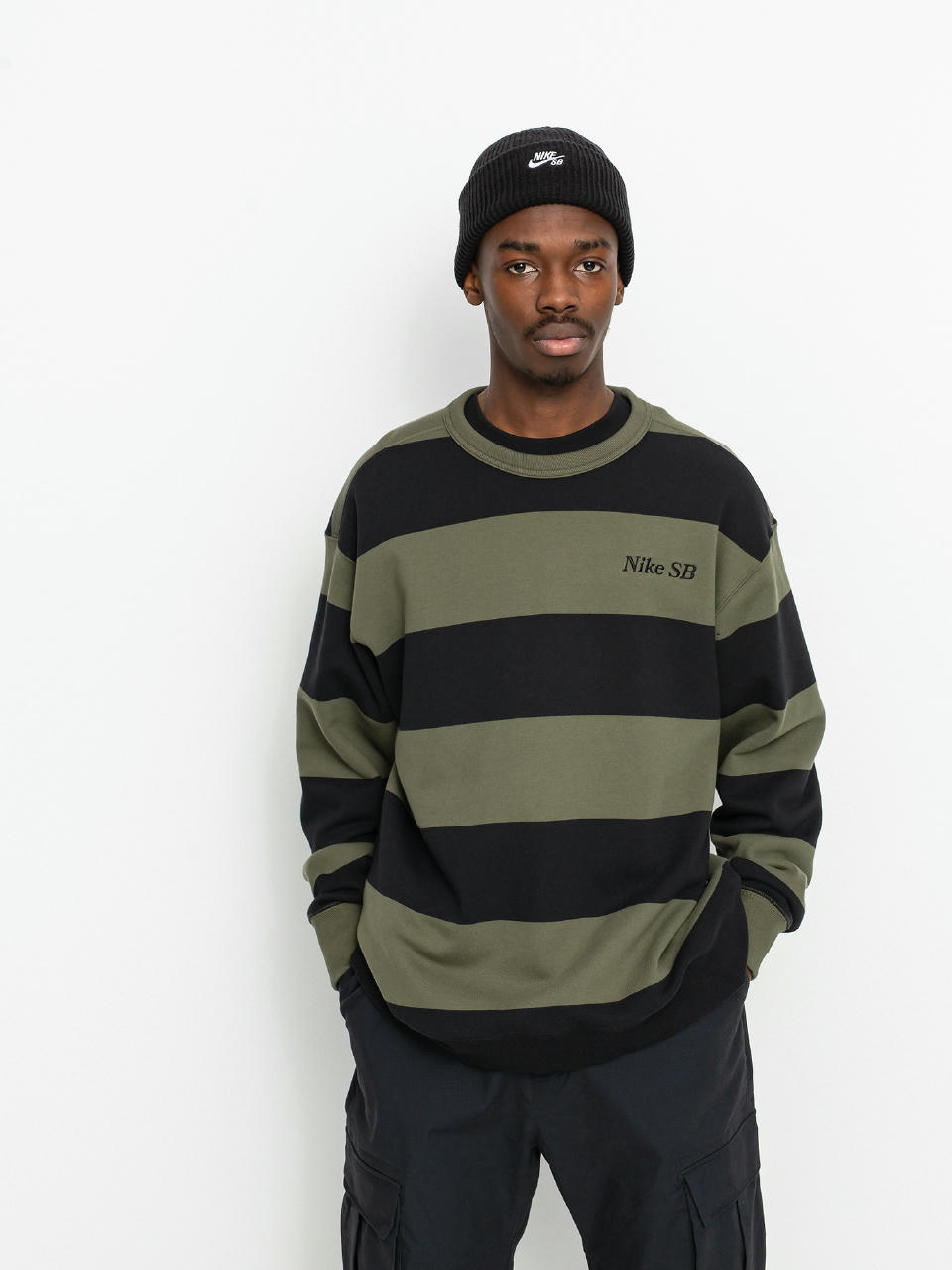 Bluza Nike SB Stripe Crew (cargo khaki/black/black)