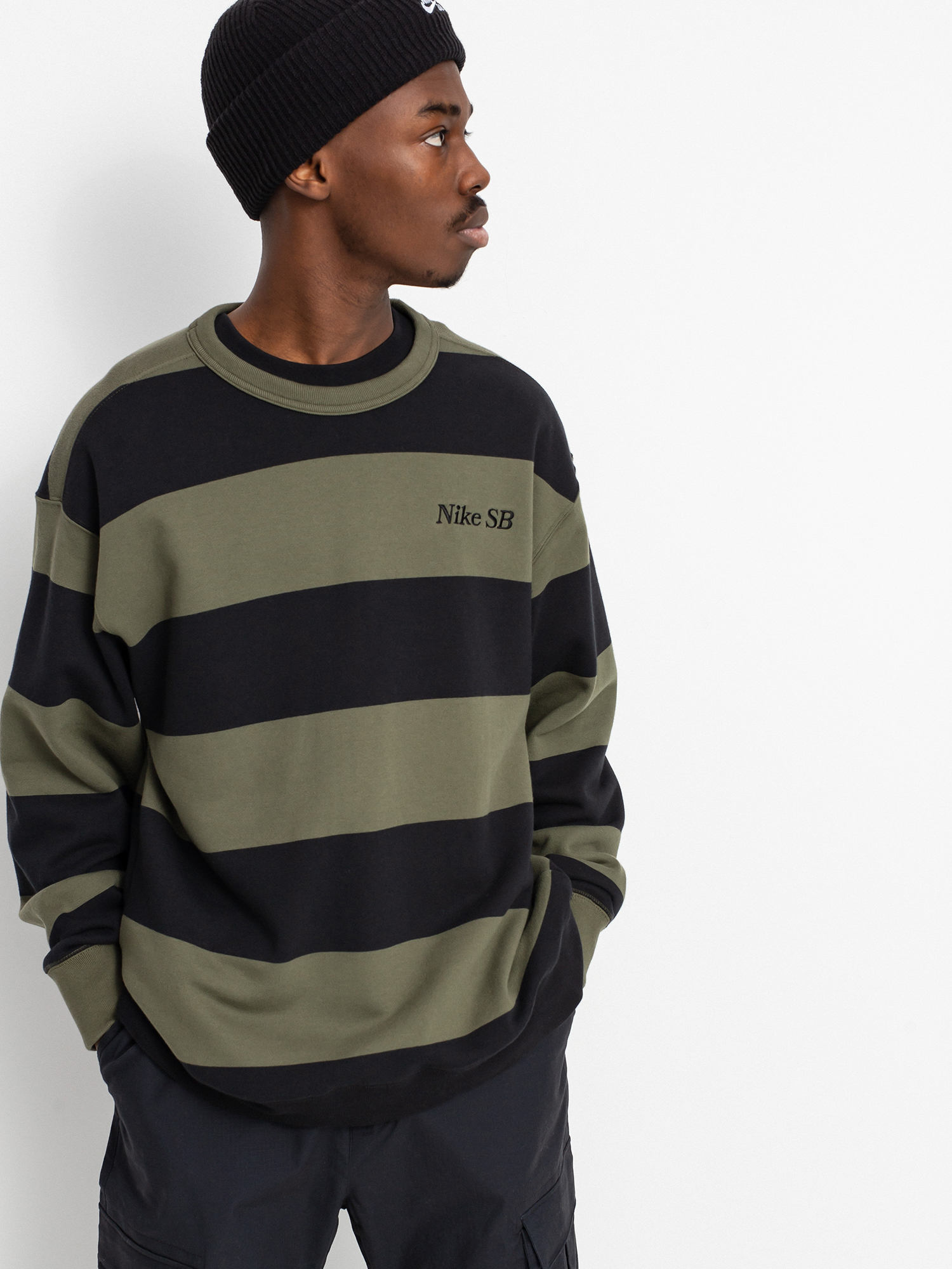 Bluza Nike SB Stripe Crew (cargo khaki/black/black)