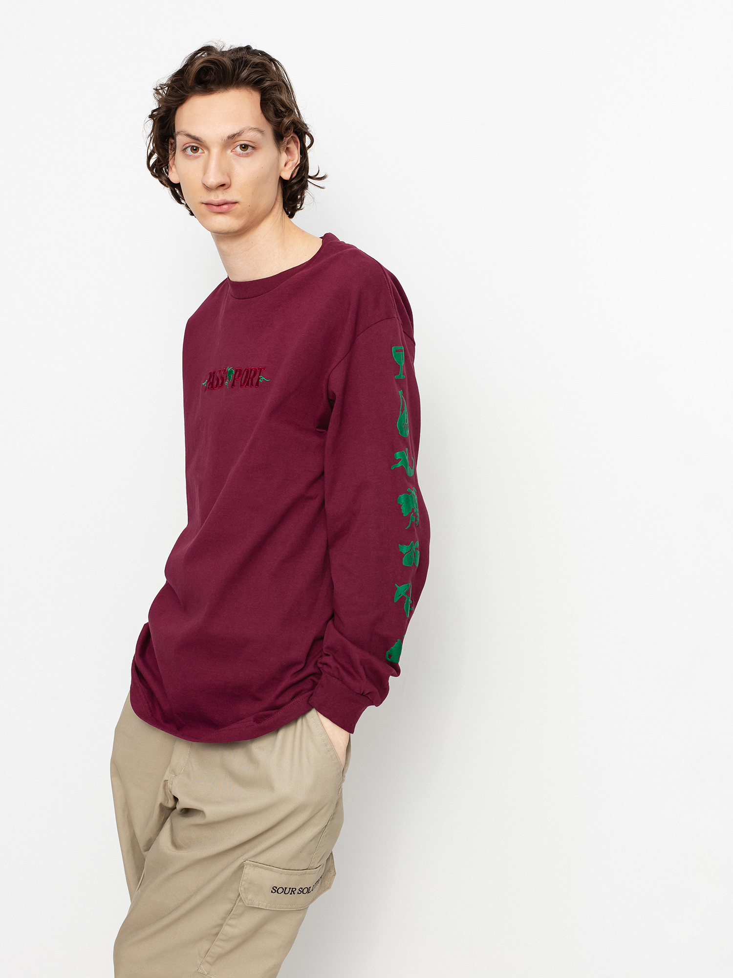 Longsleeve Pass Port Life Of Leisure Embroidery (maroon)