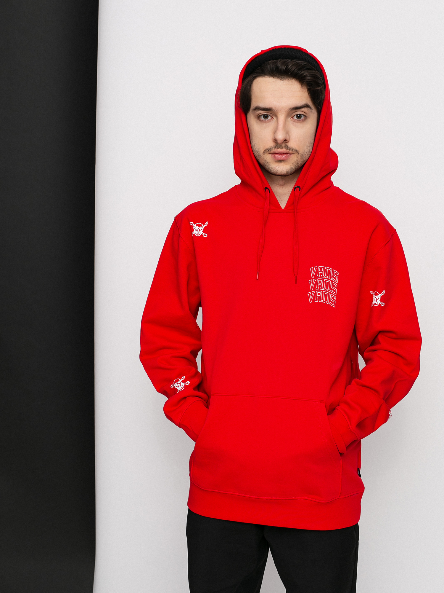 Bluza z kapturem Vans New Varsity HD (high risk red)