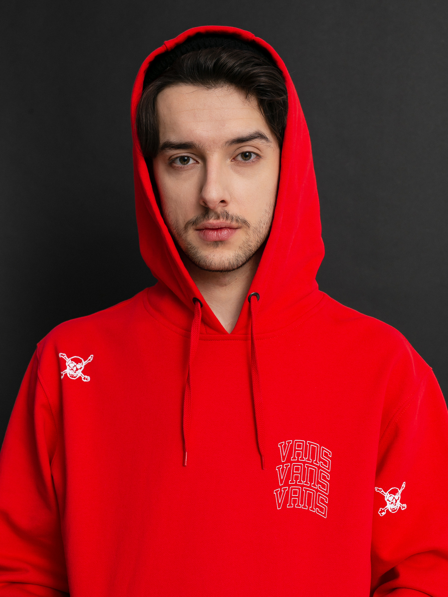 Bluza z kapturem Vans New Varsity HD (high risk red)