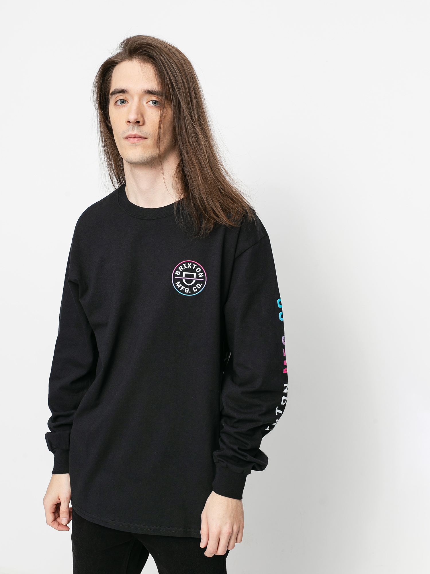 Longsleeve Brixton Crest Stt (black/light blue/pink)