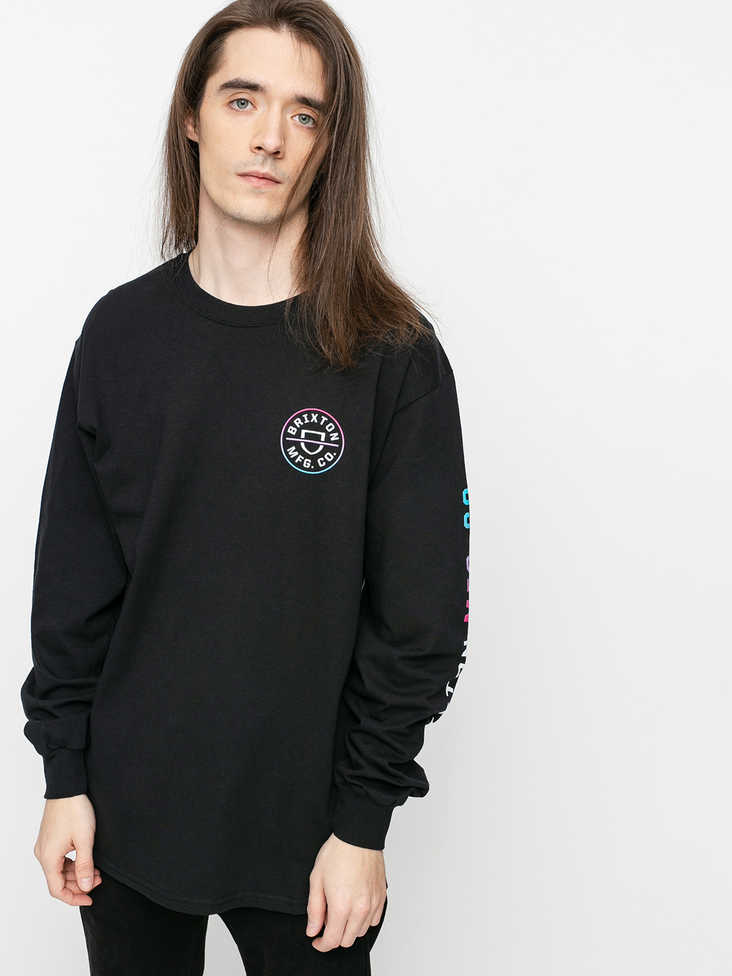 Longsleeve Brixton Crest Stt (black/light blue/pink)