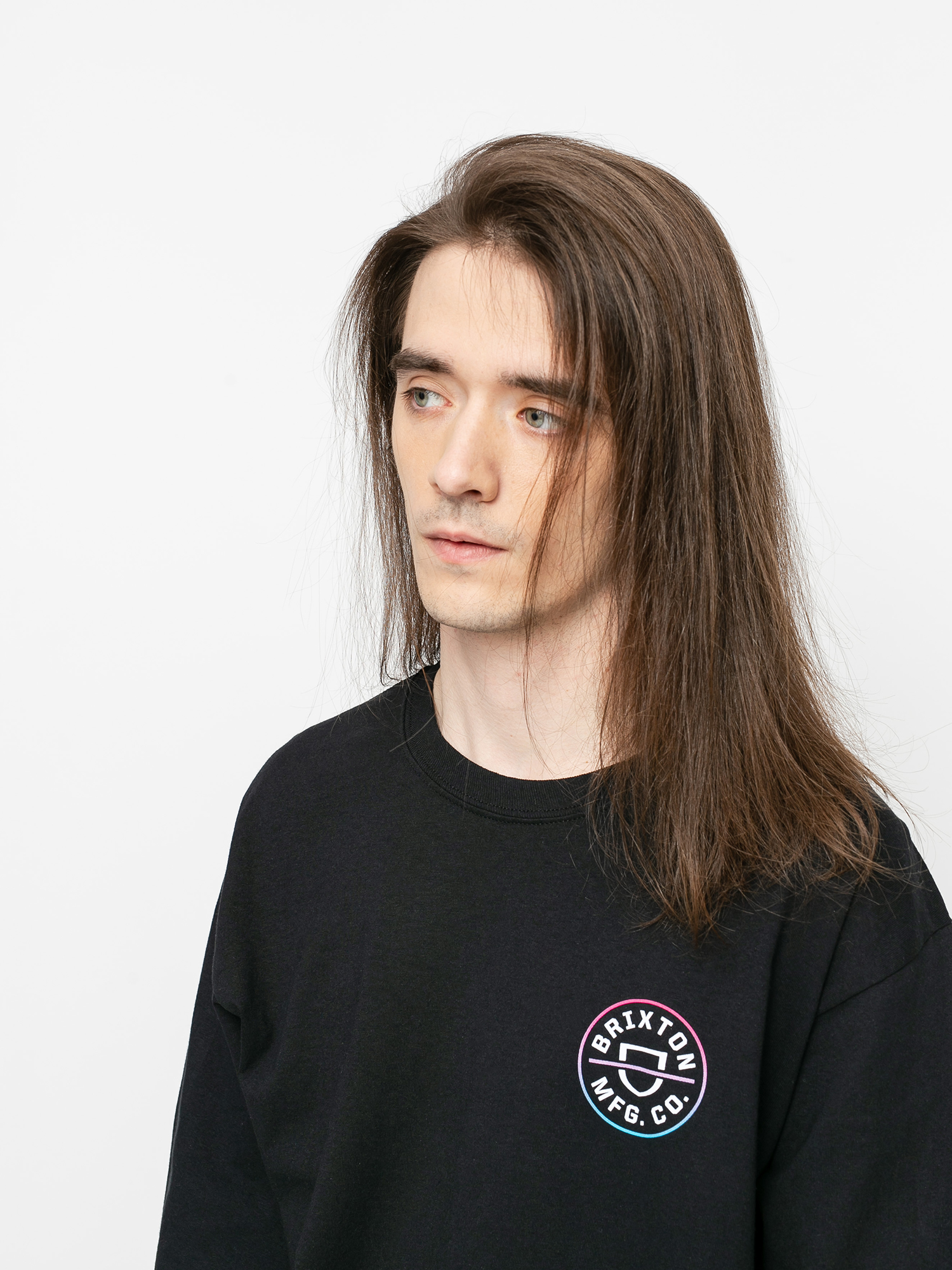 Longsleeve Brixton Crest Stt (black/light blue/pink)
