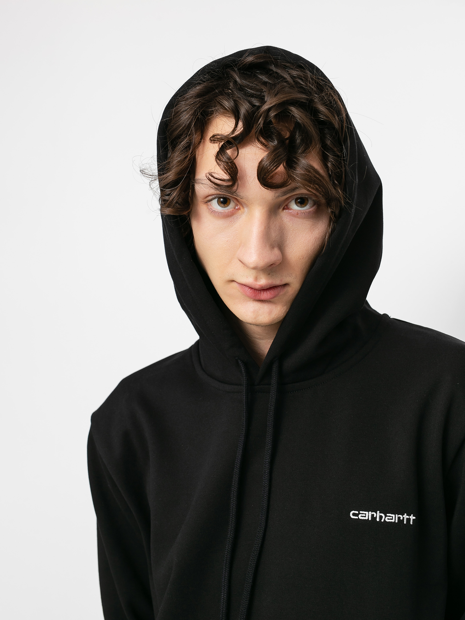 Bluza z kapturem Carhartt WIP Script Embroidery HD (black/white)