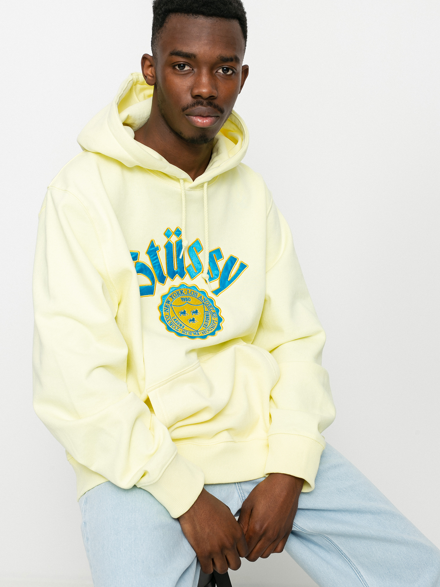 Bluza z kapturem Stussy City Seal App HD (pale yellow)