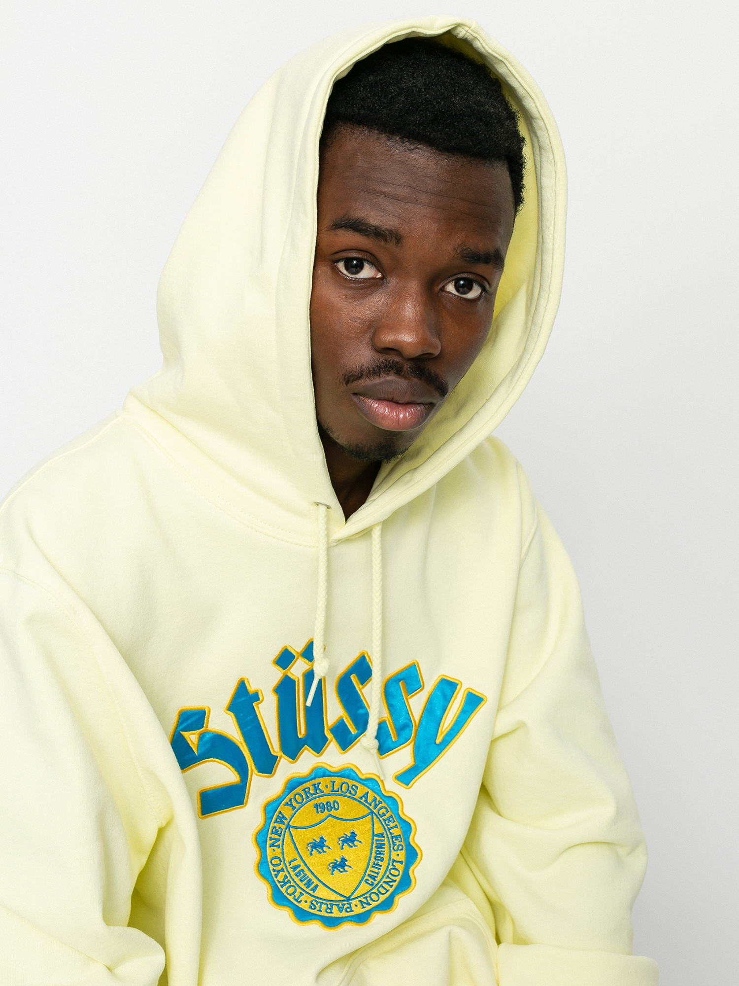 Bluza z kapturem Stussy City Seal App HD (pale yellow)
