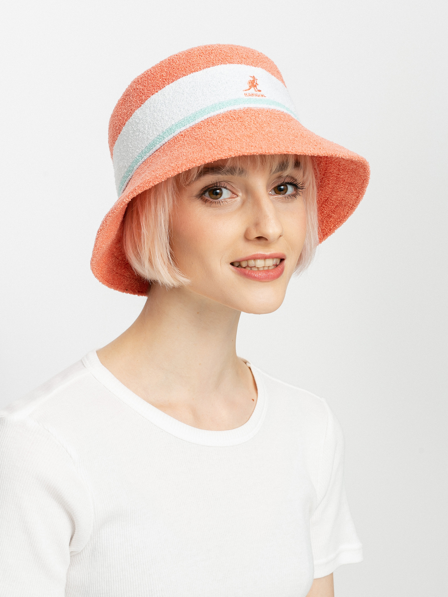 Kapelusz Kangol Bermuda Stripe Bucket (peach pink)