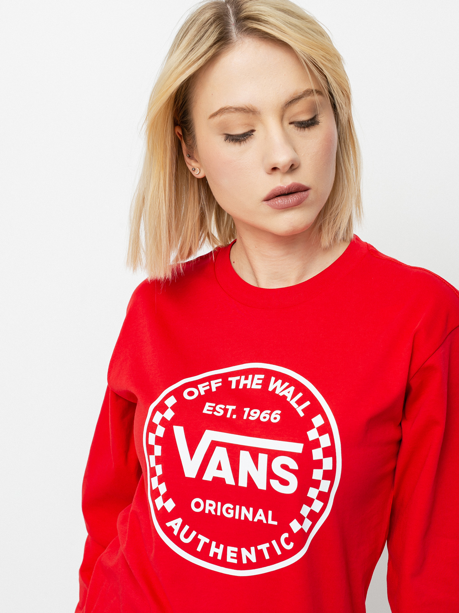 Longsleeve Vans Authentic Checker (high risk red)