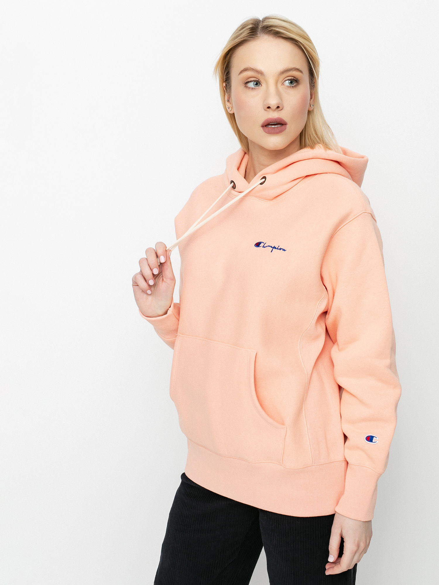 Bluza z kapturem Champion Sweatshirt HD 113150 Wmn ro owy cpk