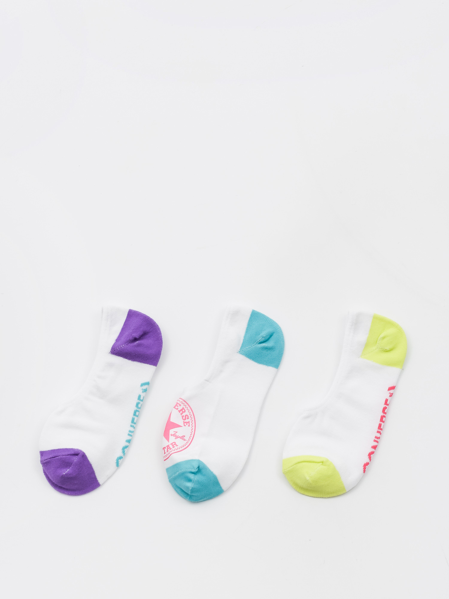 Skarpetki Converse 3Pk Mfc No Show Stamp (white/teal white/bright yellow white/purple)