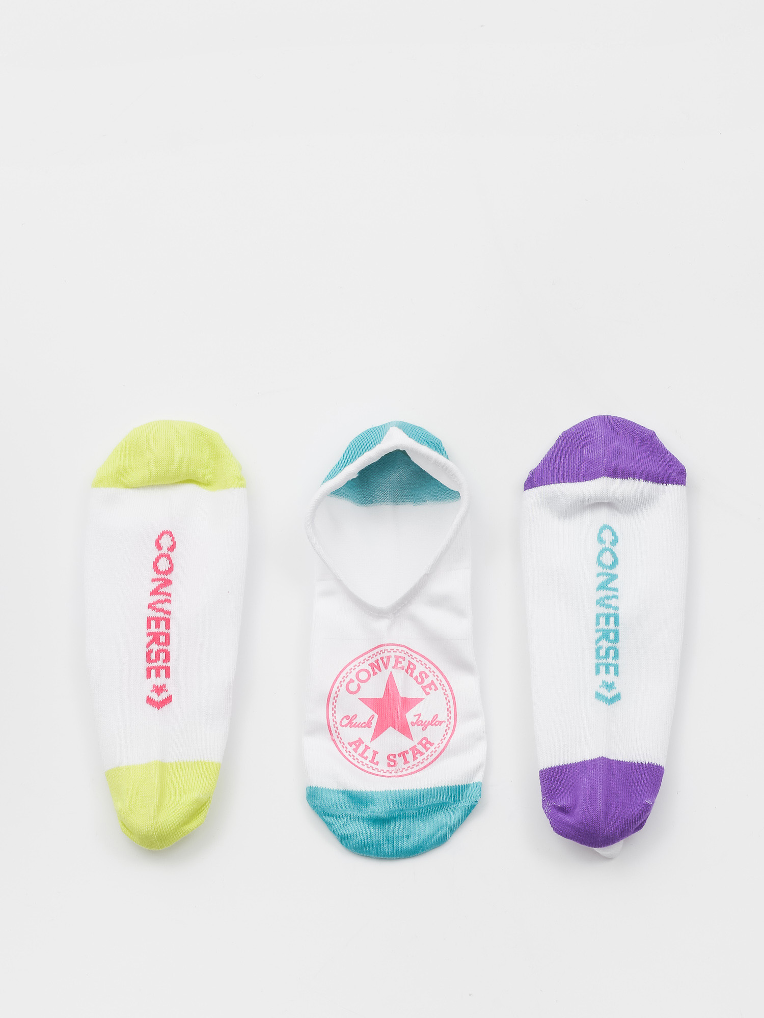 Skarpetki Converse 4Pk Mfc No Show Stamp (white/teal white/bright yellow white/purple)