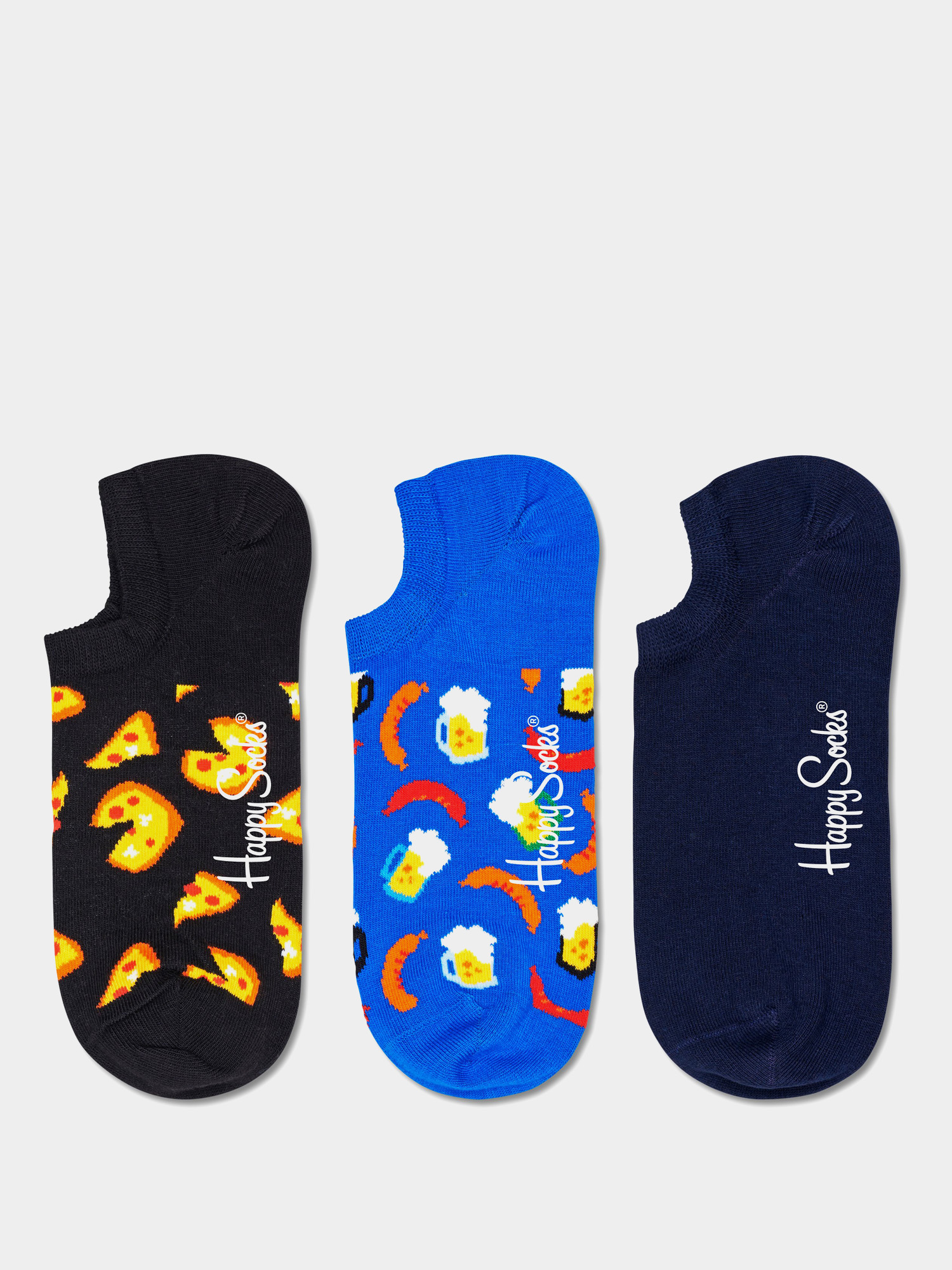 Skarpetki Happy Socks Junk Food No Show 3pk (black/royal/navy)