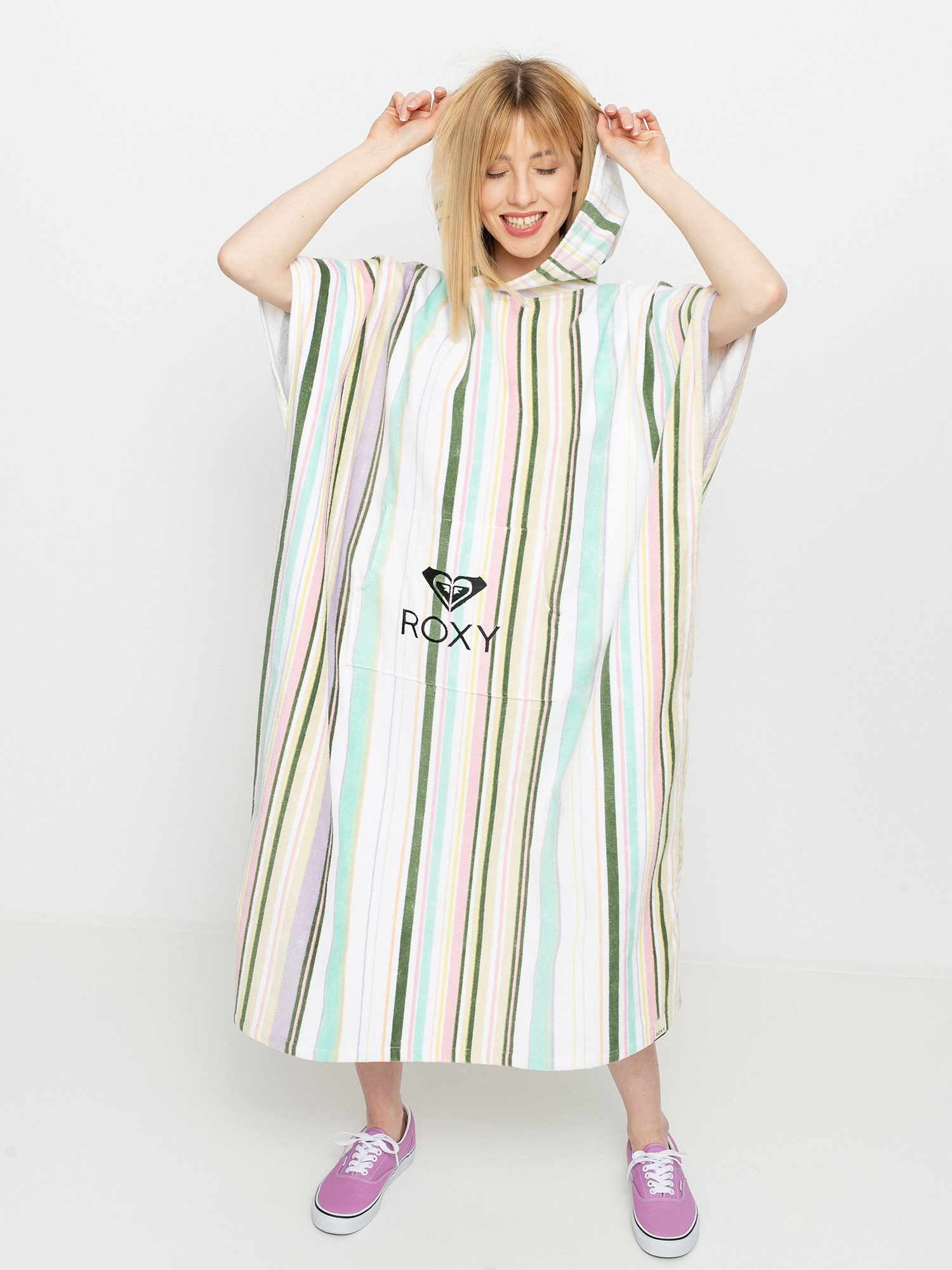 Poncho Roxy Stay Magical Printed Wmn (bright white kamuela stripe s)