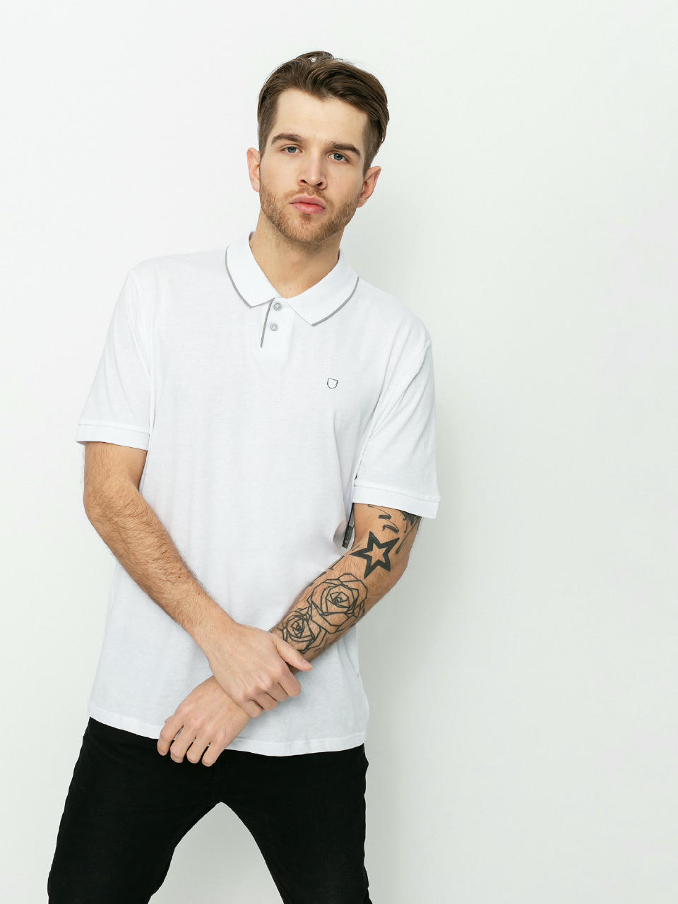 Polo Brixton Proper Polo Knit (white grey)