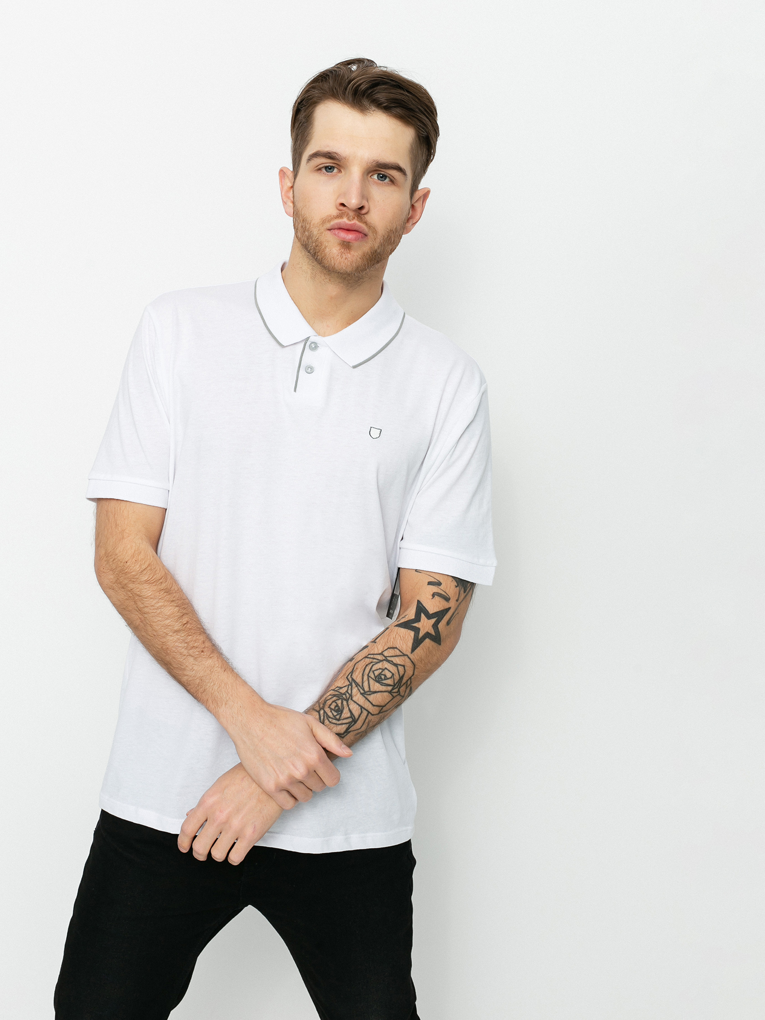 Polo Brixton Proper Polo Knit (white grey)
