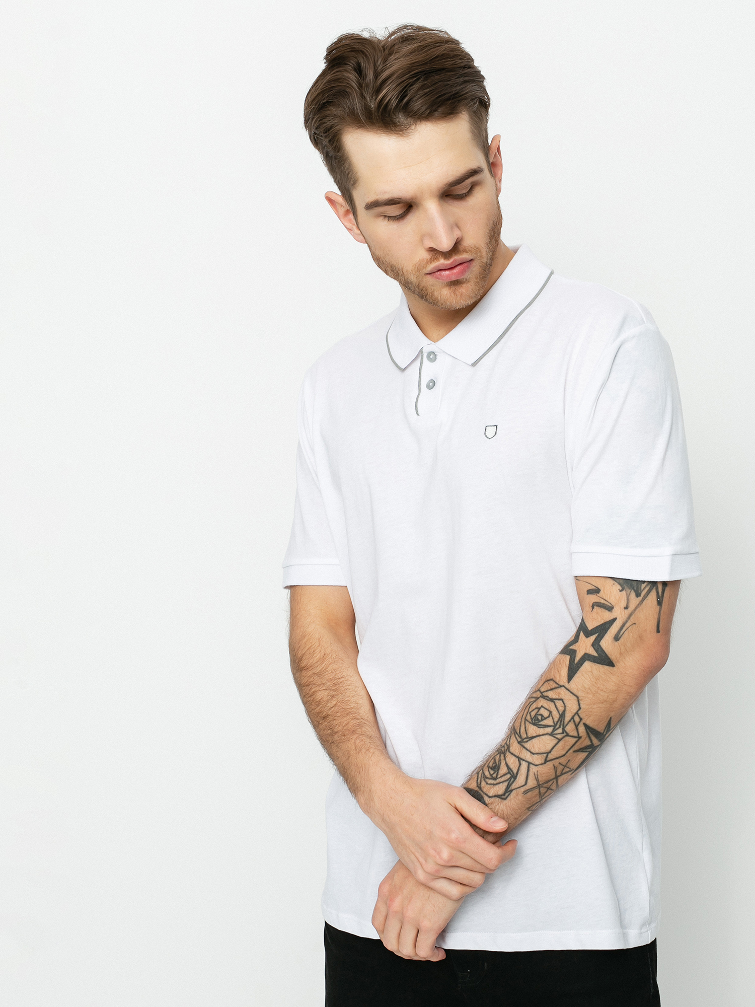 Polo Brixton Proper Polo Knit (white grey)