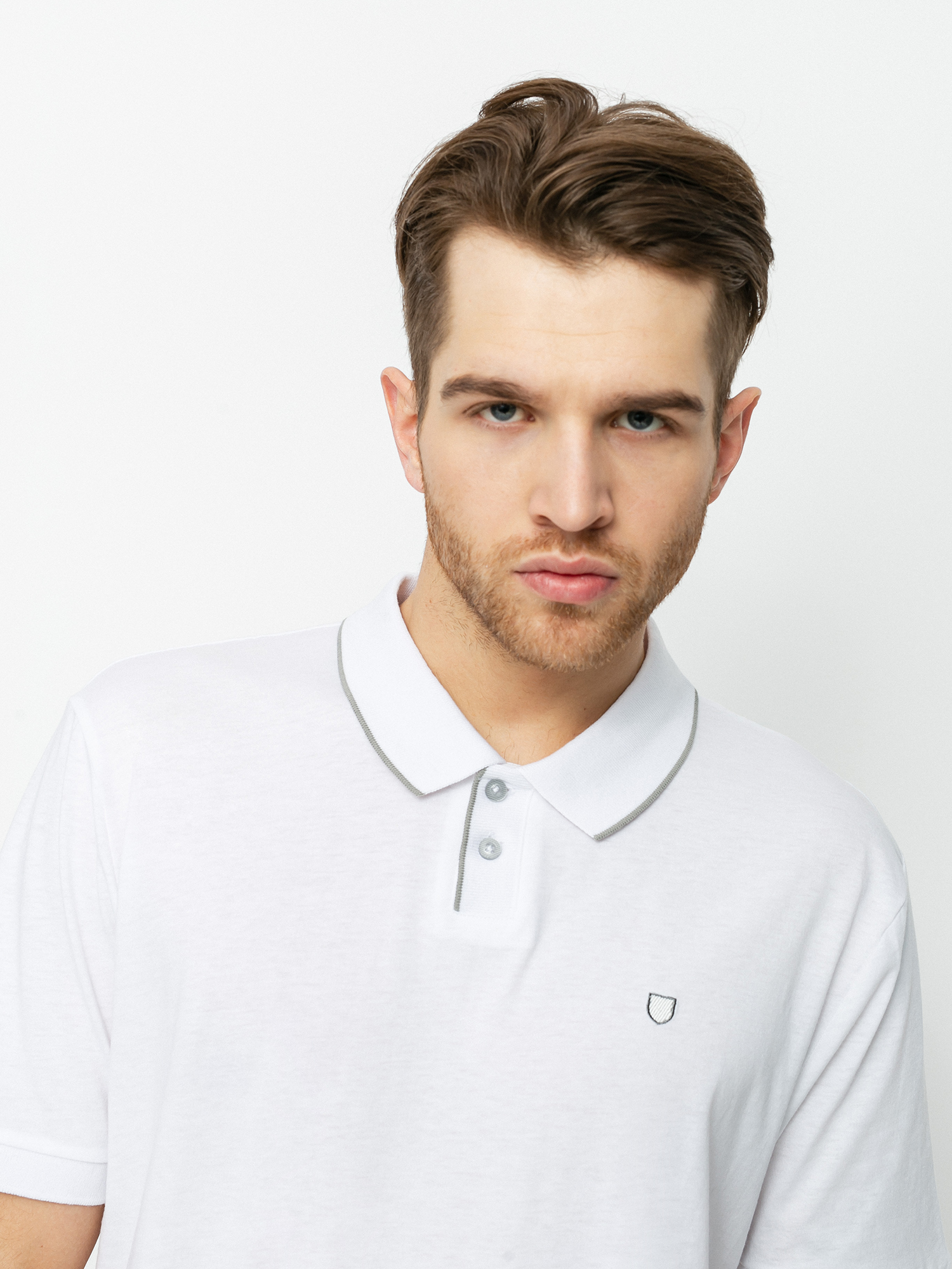 Polo Brixton Proper Polo Knit (white grey)