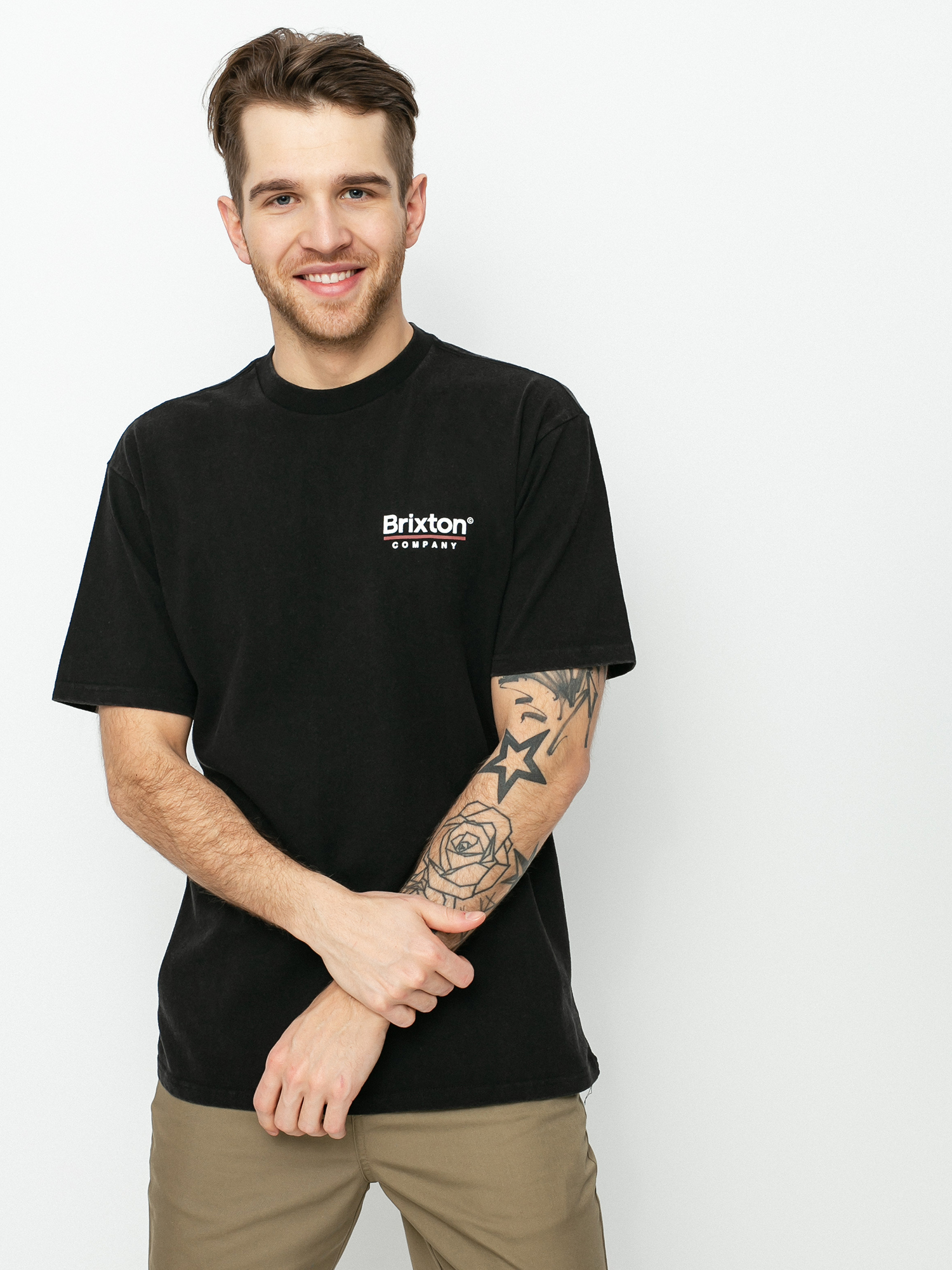 T-shirt Brixton Palmer Line Stt (worn wash black)