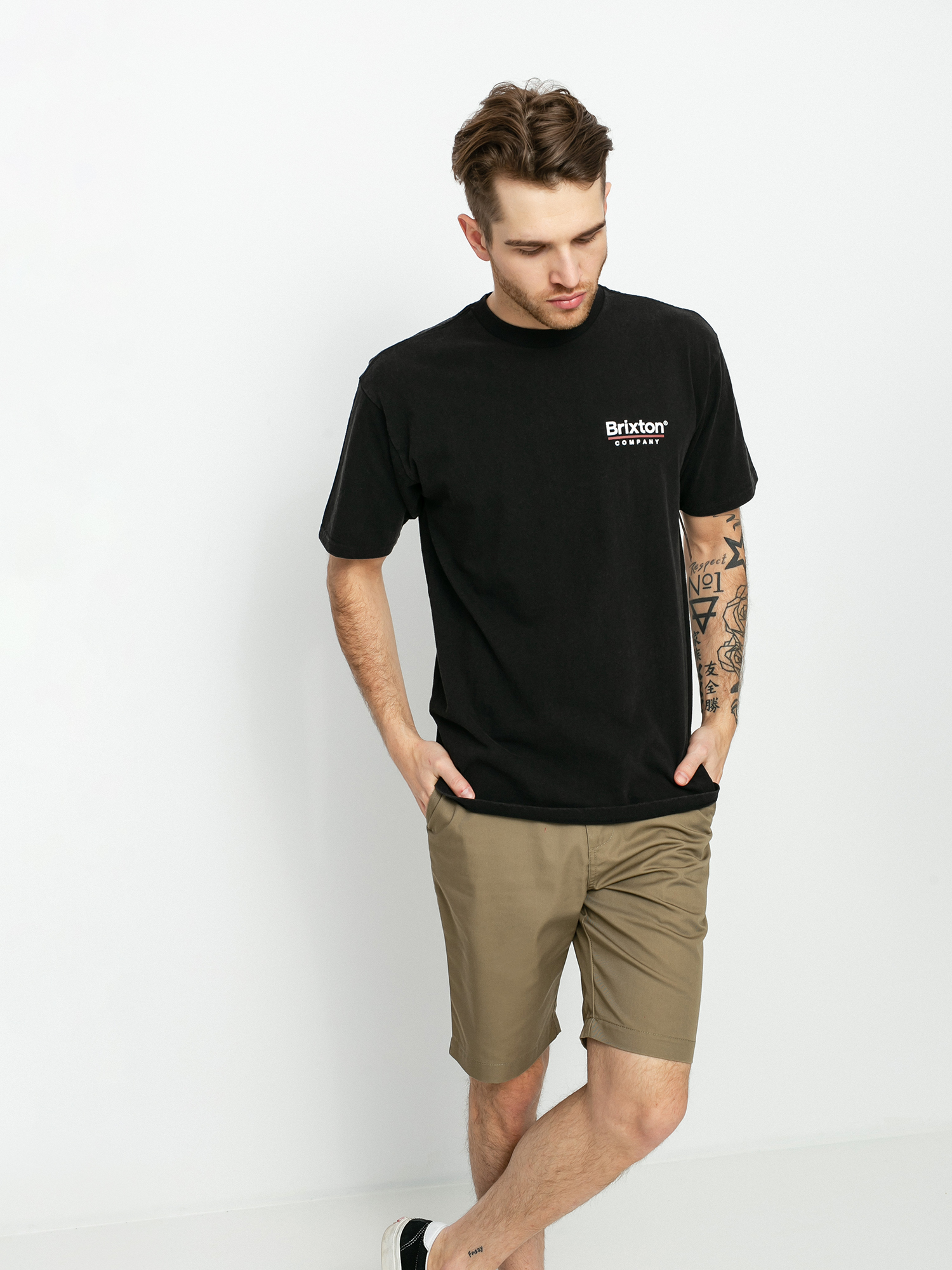 T-shirt Brixton Palmer Line Stt (worn wash black)