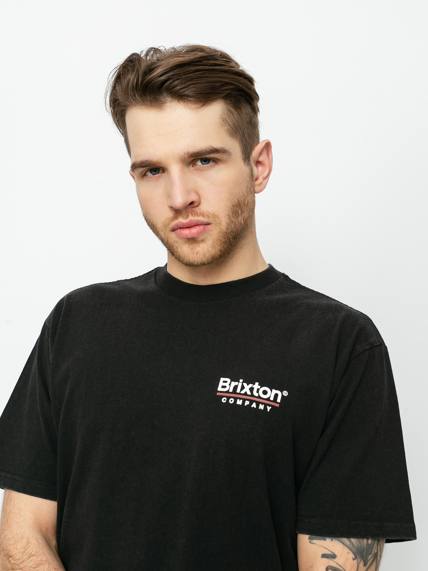 T-shirt Brixton Palmer Line Stt (worn wash black)