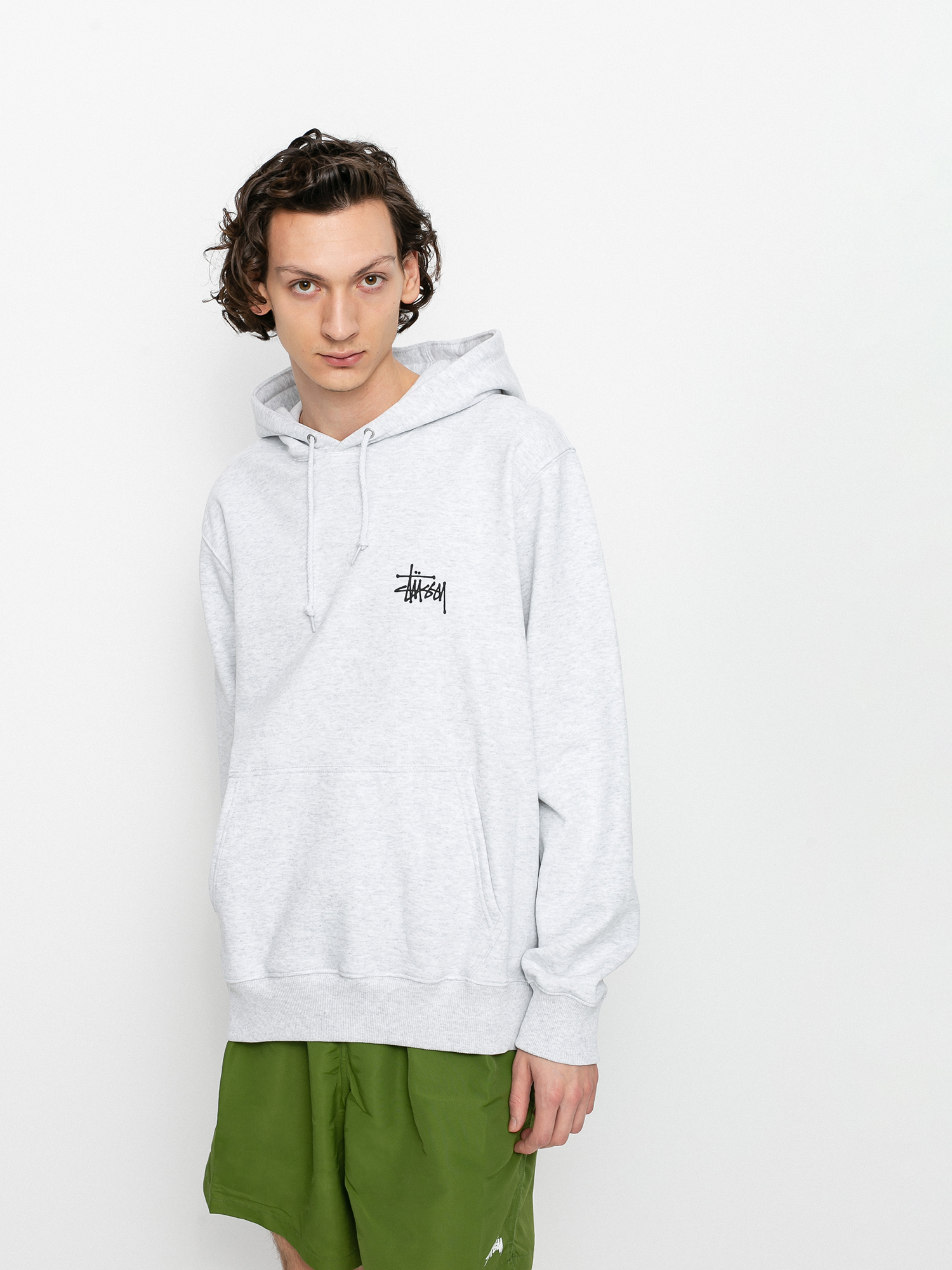 Bluza z kapturem Stussy Basic Stussy HD (ash heather)