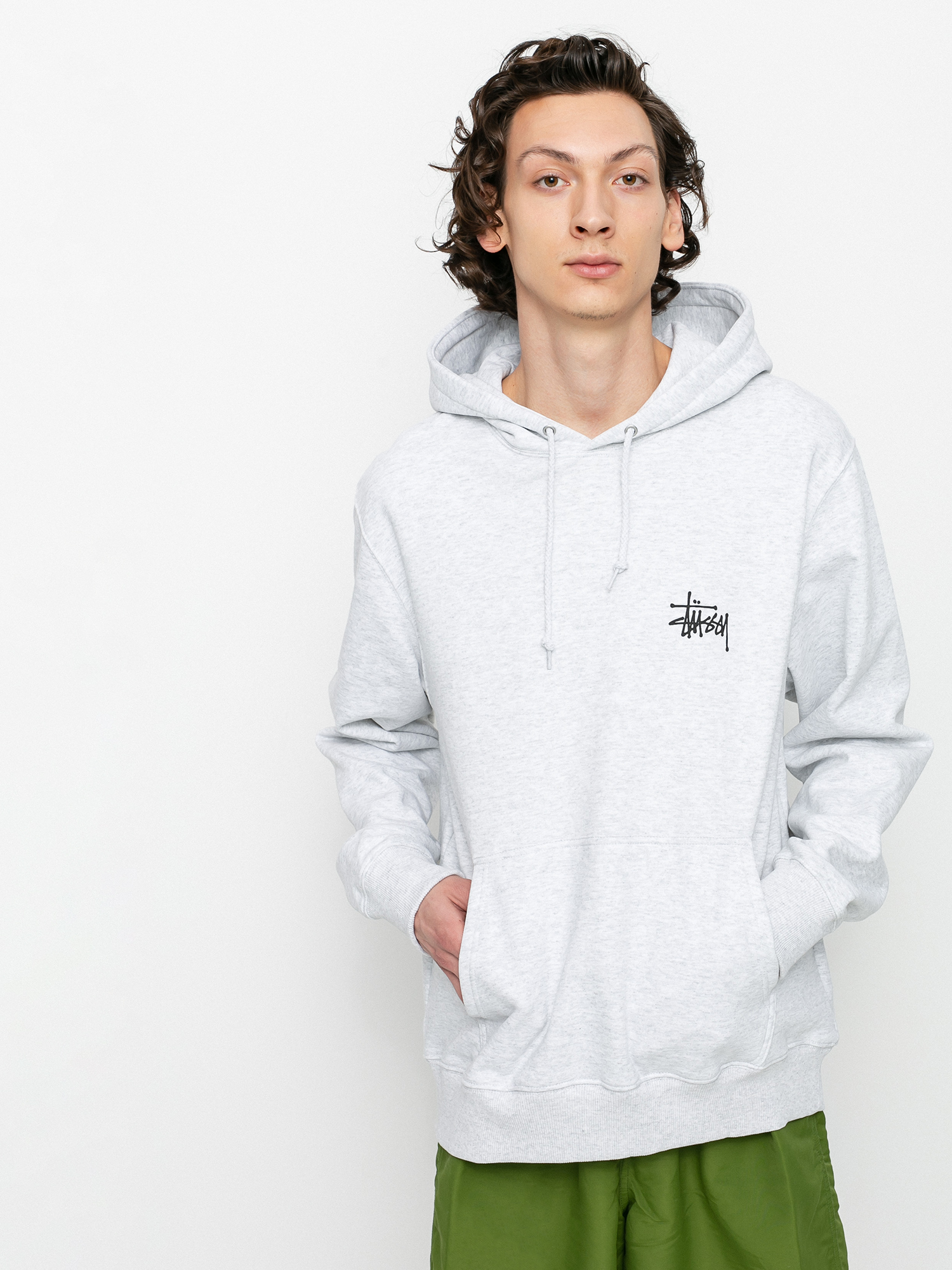 Bluza z kapturem Stussy Basic Stussy HD (ash heather)