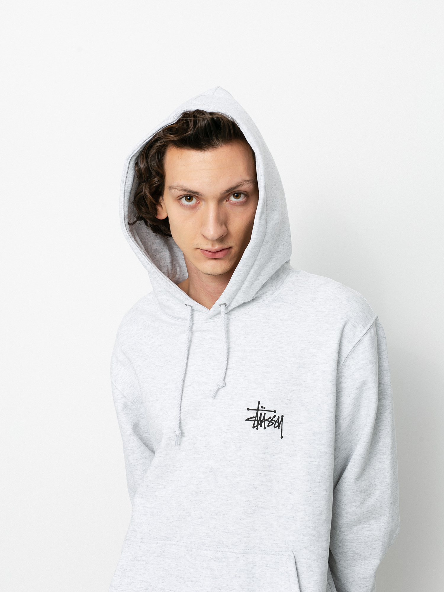 Bluza z kapturem Stussy Basic Stussy HD (ash heather)