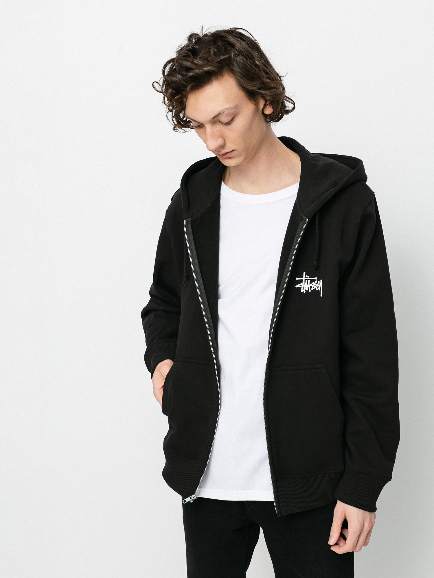 Bluza z kapturem Stussy Basic Stussy ZHD - czarny (black)
