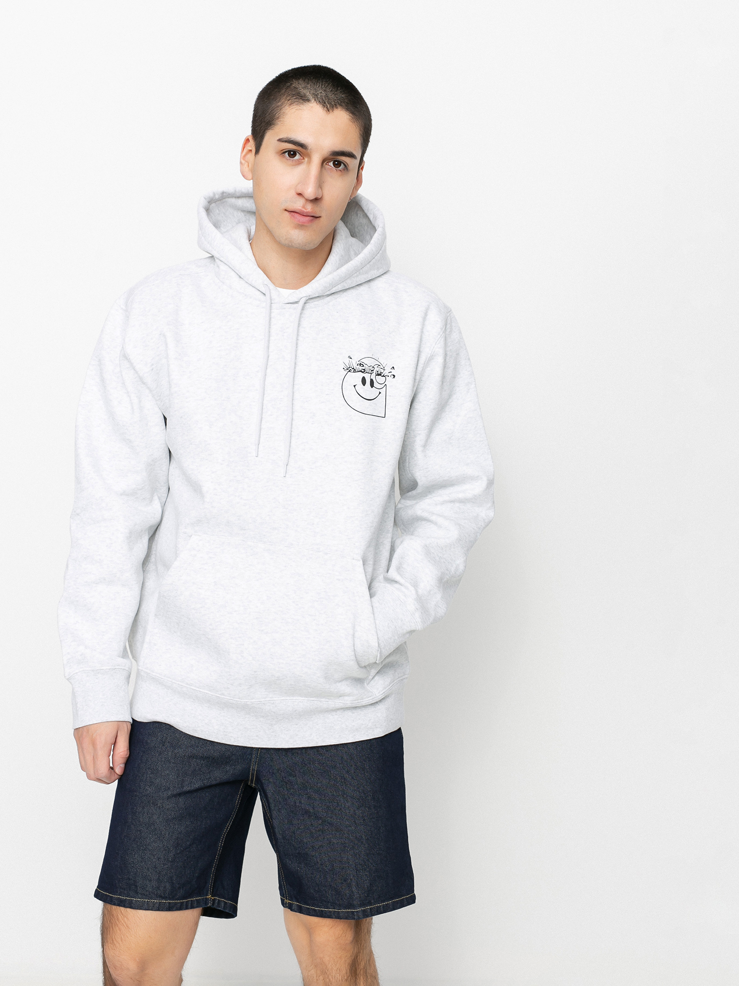 Bluza z kapturem Carhartt WIP Smiley HD (ash heather/black)