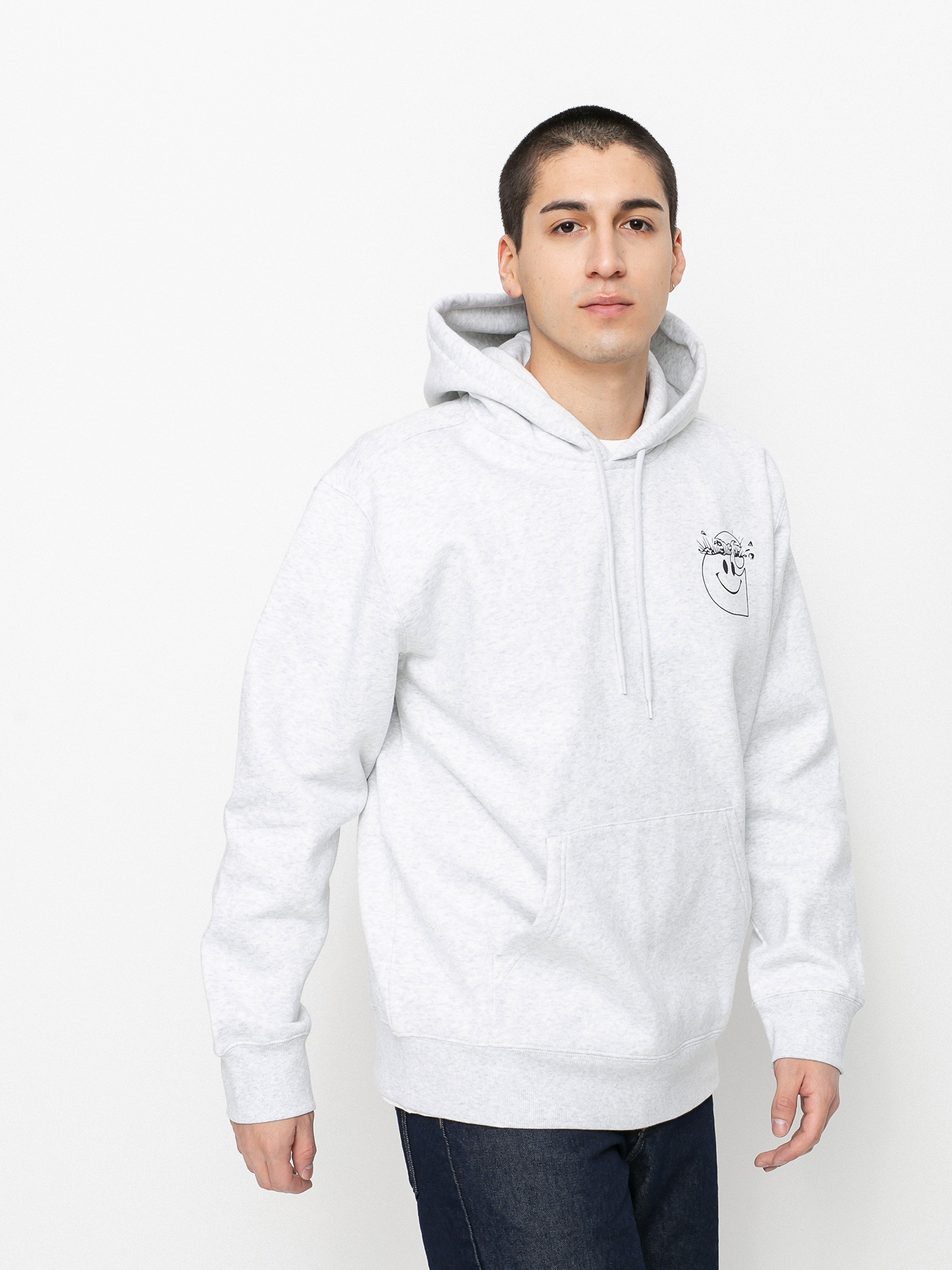 Bluza z kapturem Carhartt WIP Smiley HD (ash heather/black)