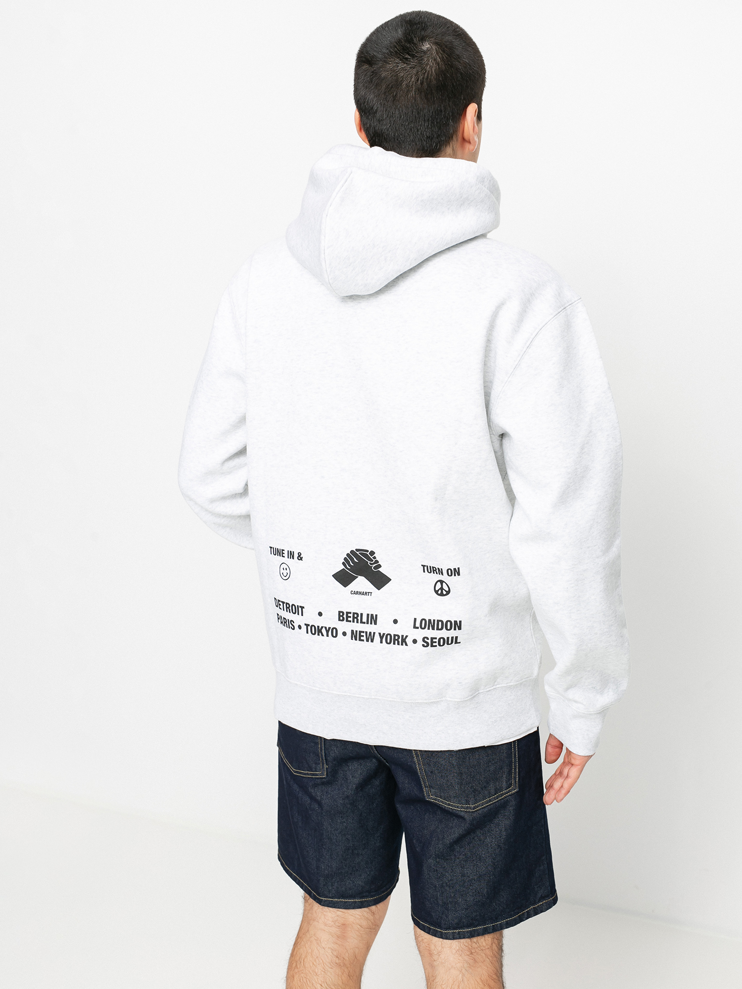 Bluza z kapturem Carhartt WIP Smiley HD (ash heather/black)