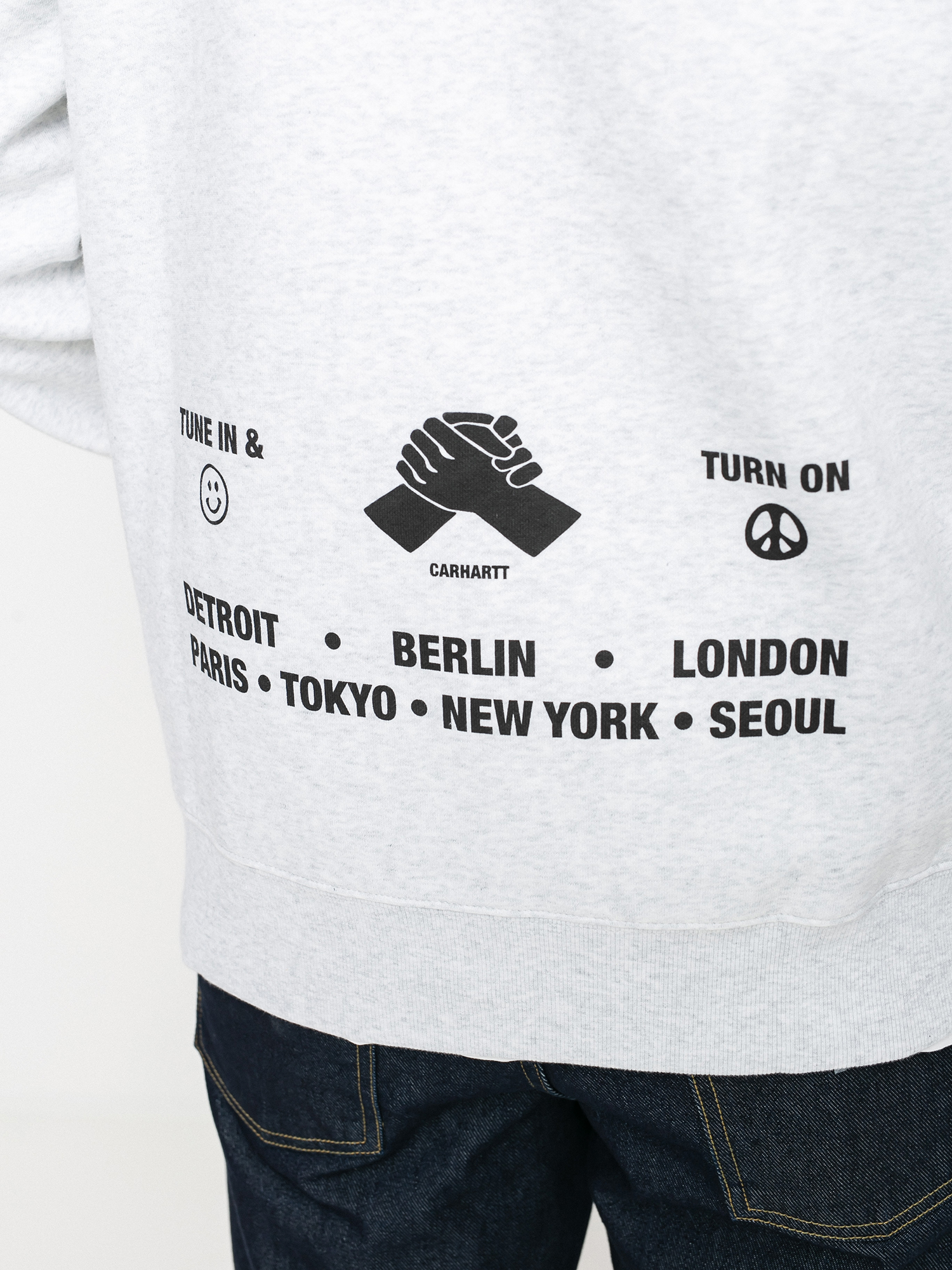Bluza z kapturem Carhartt WIP Smiley HD (ash heather/black)