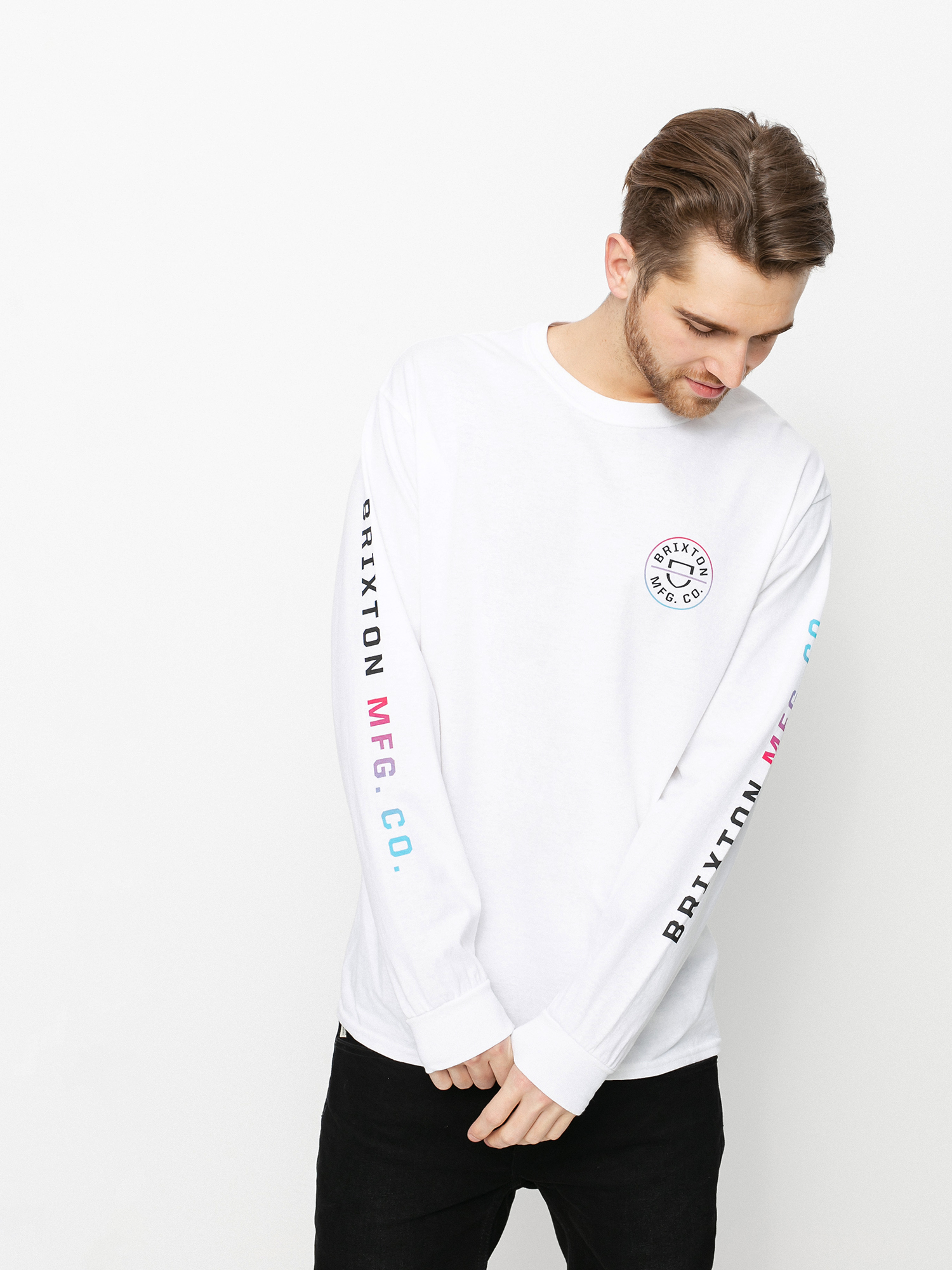 Longsleeve Brixton Crest Stt (white/light blue/pink)