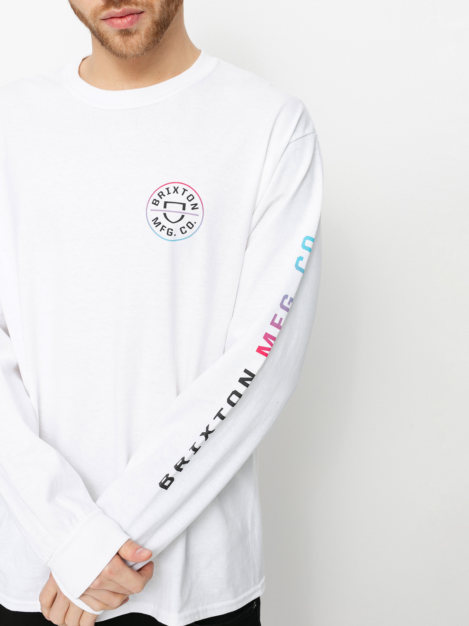 Longsleeve Brixton Crest Stt (white/light blue/pink)