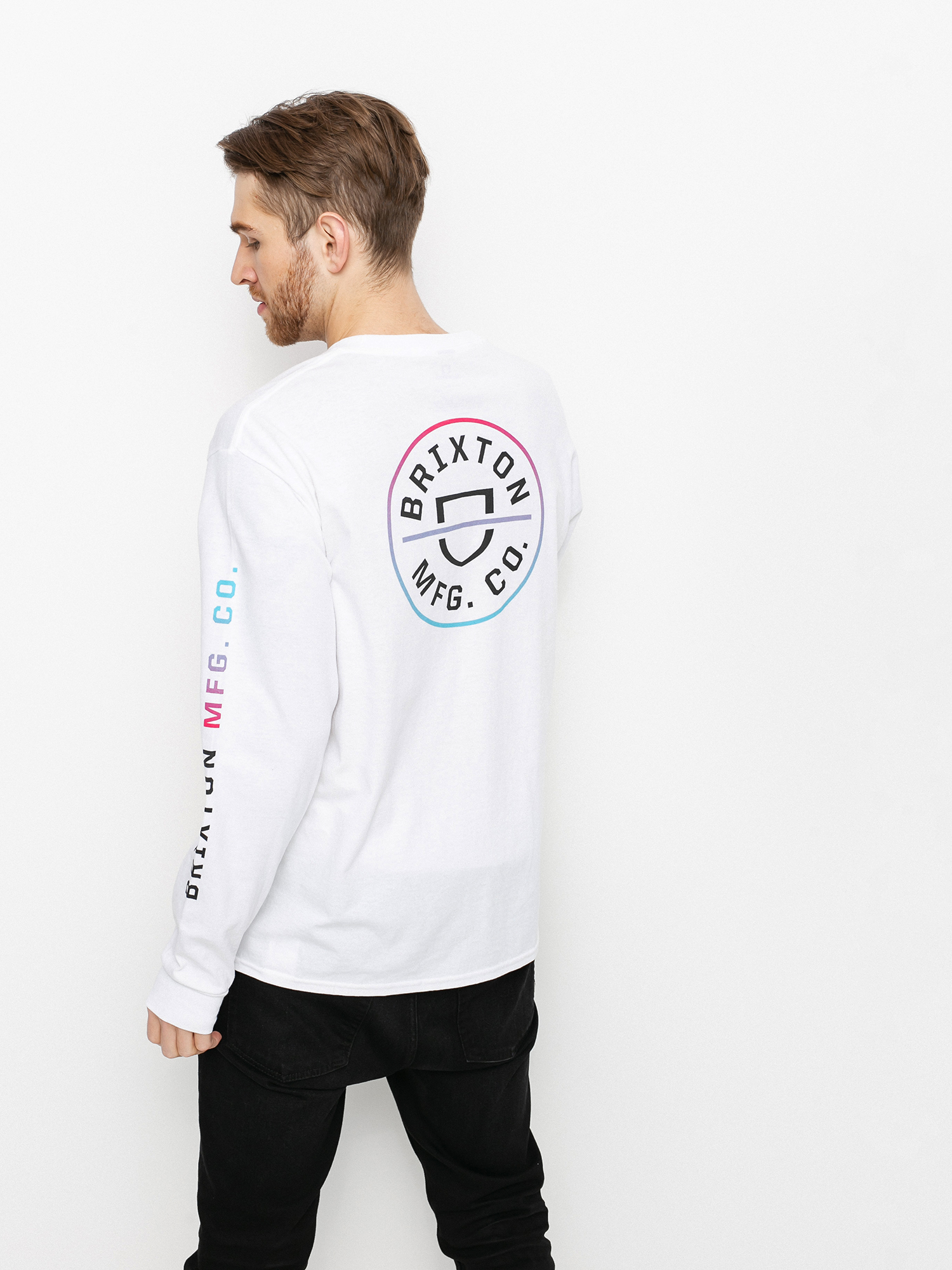 Longsleeve Brixton Crest Stt (white/light blue/pink)