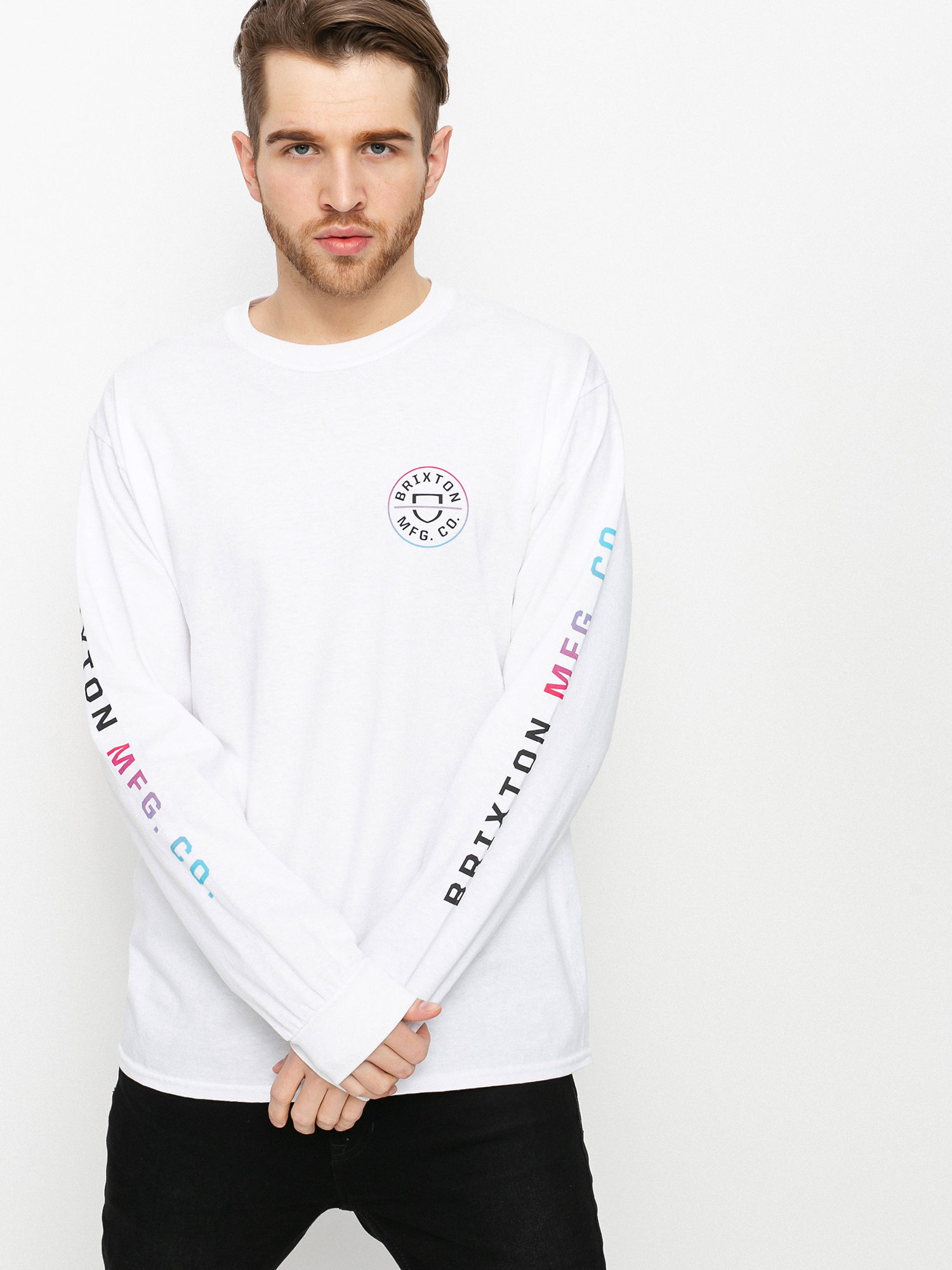 Longsleeve Brixton Crest Stt (white/light blue/pink)