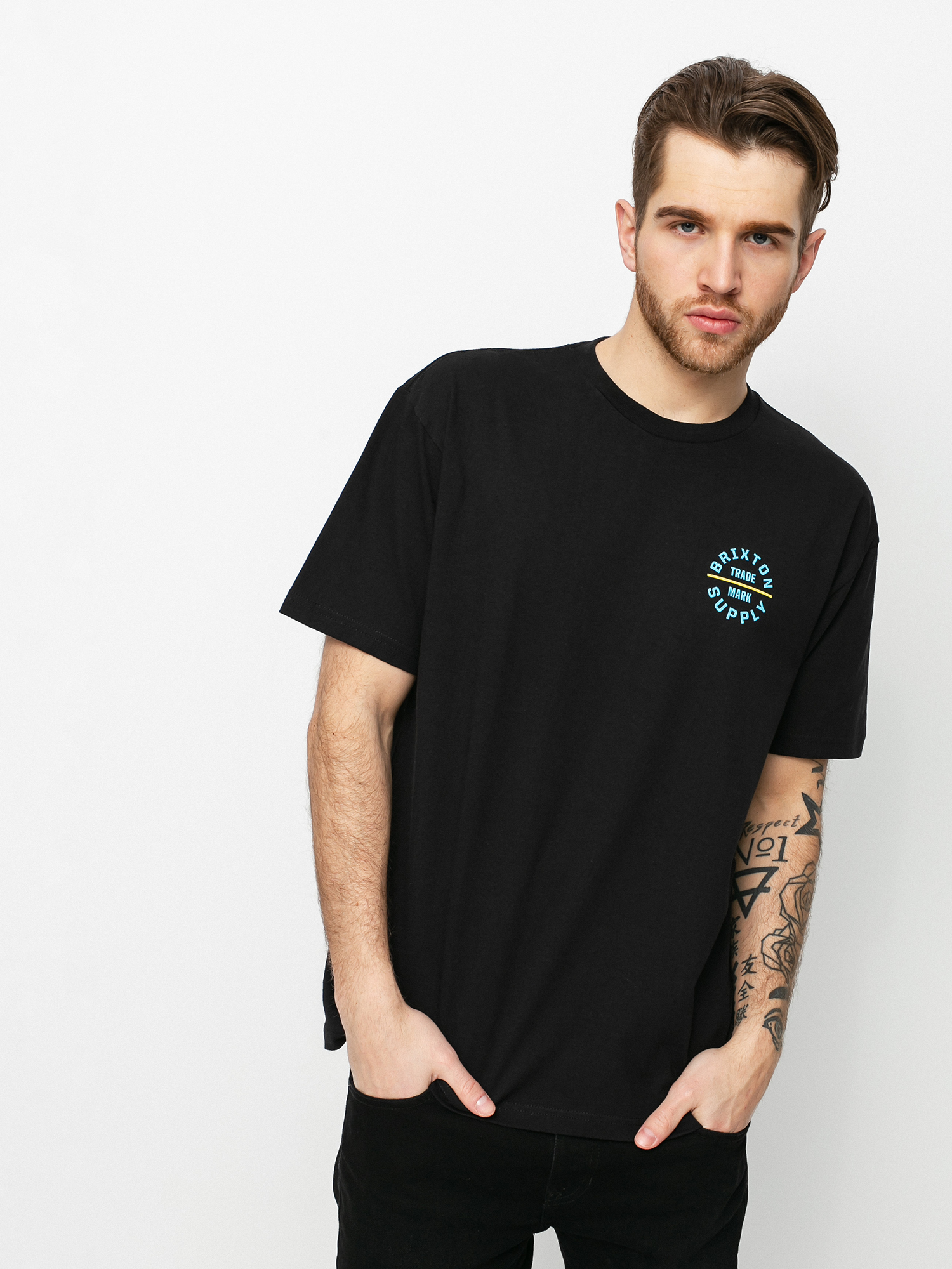 T-shirt Brixton Oath V Stt (black/light blue)