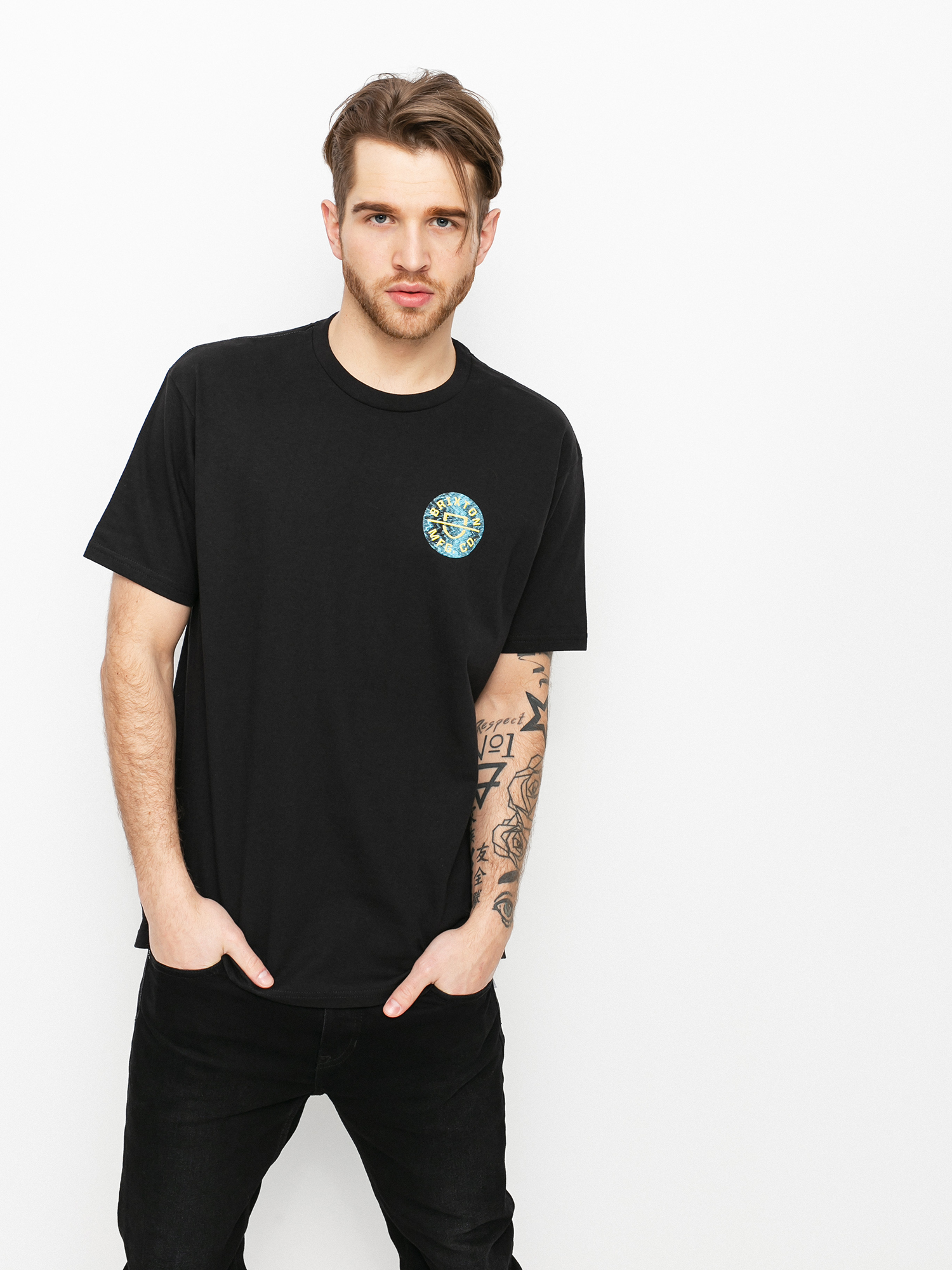 T-shirt Brixton Crest II Stt (black/yellow)