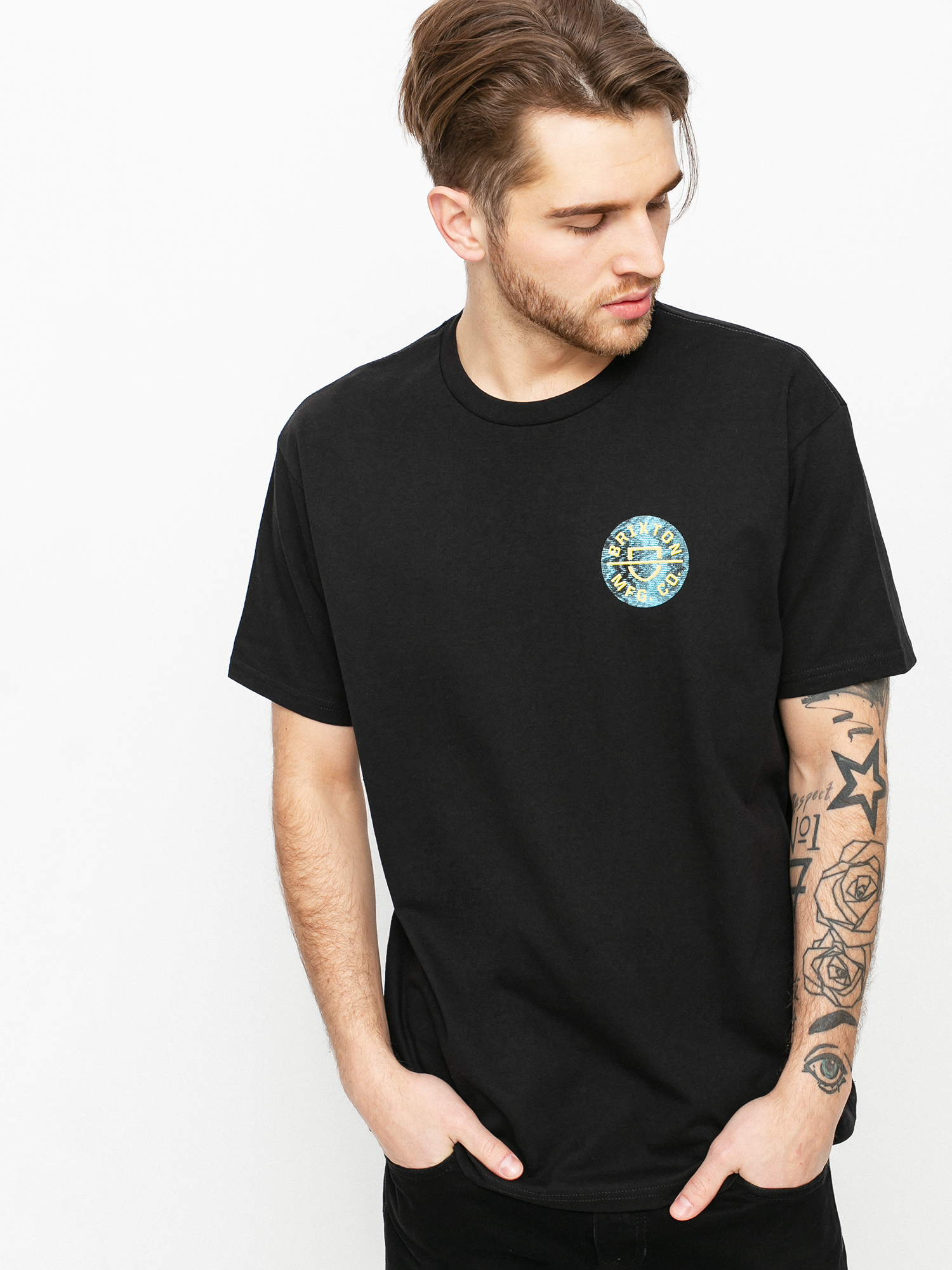 T-shirt Brixton Crest II Stt (black/yellow)
