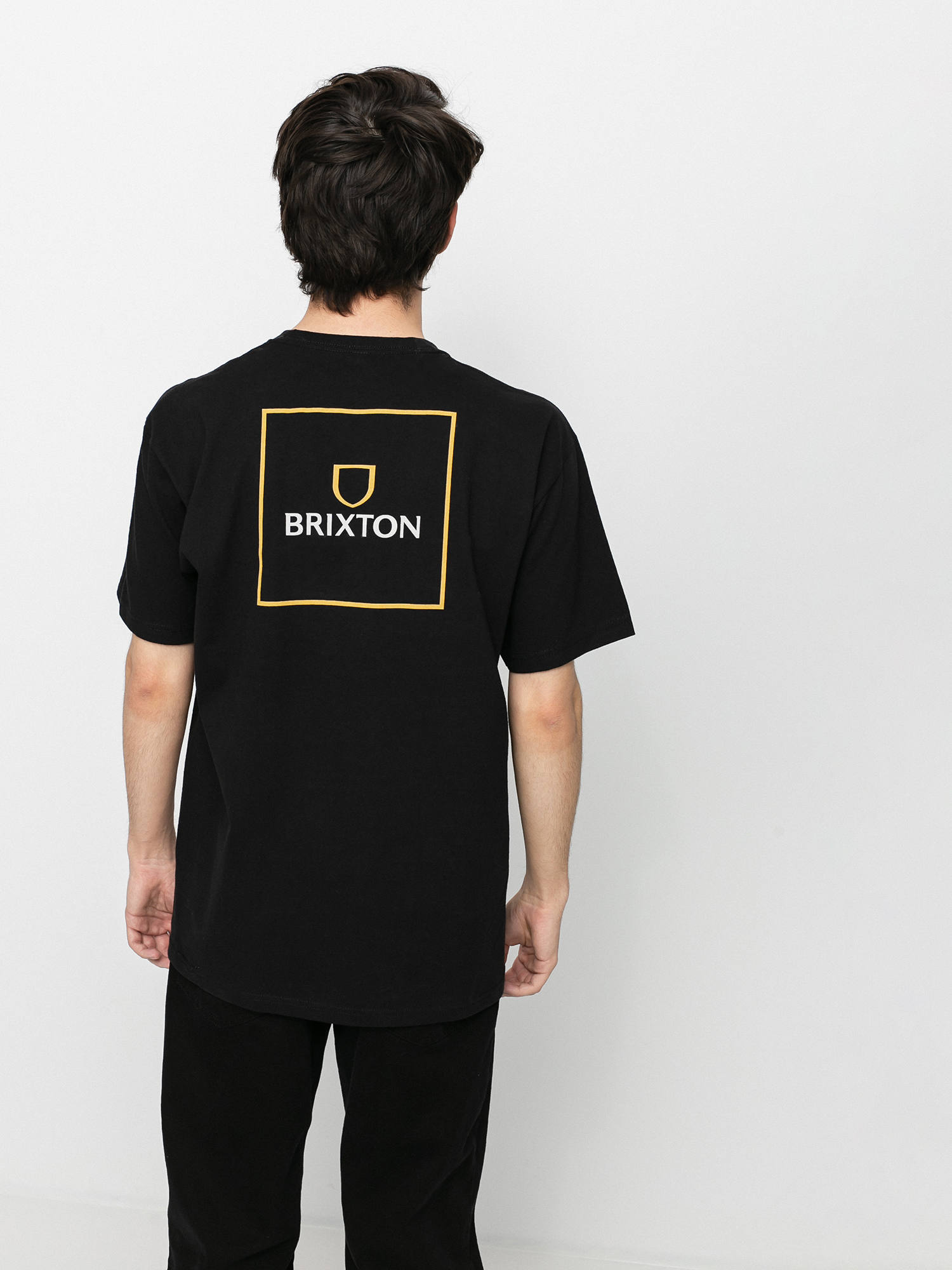 T-shirt Brixton Alpha Square Stt (black/lemon curry)