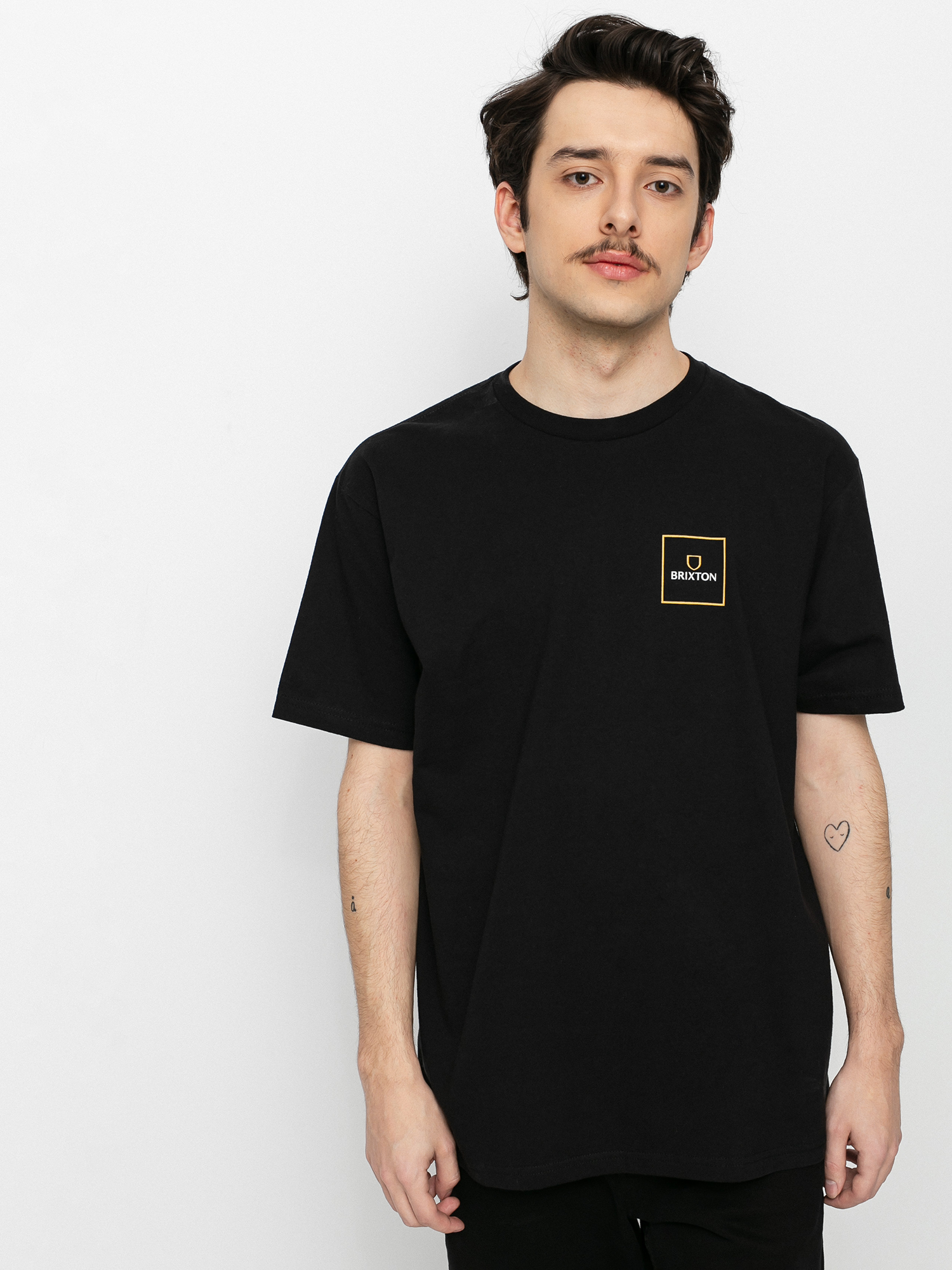 T-shirt Brixton Alpha Square Stt (black/lemon curry)