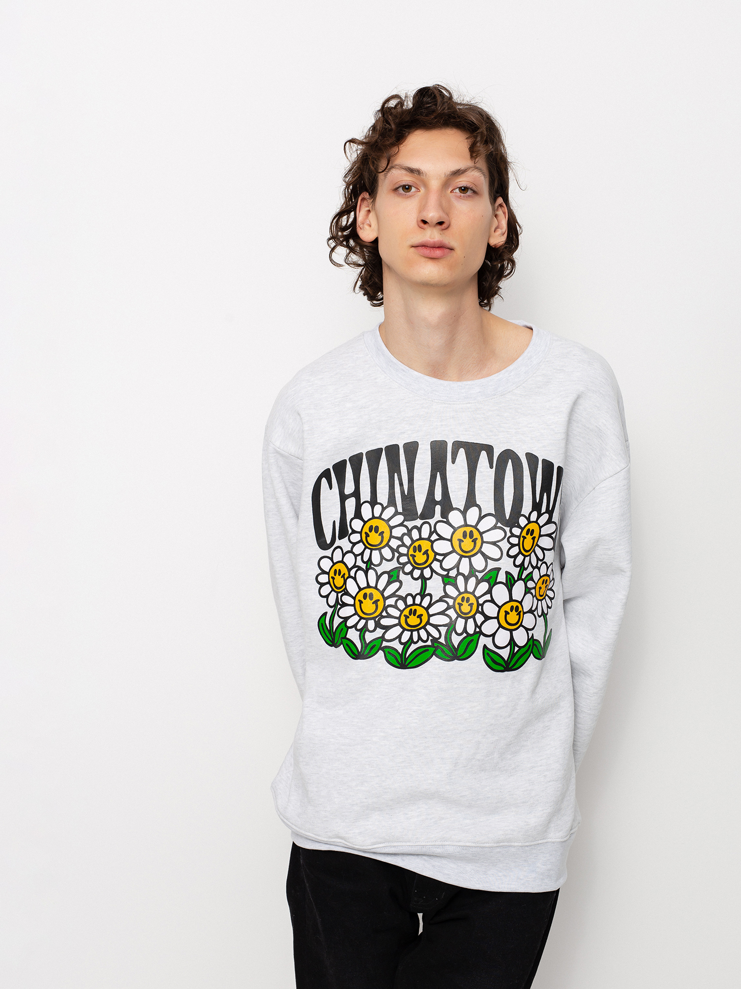 Bluza Chinatown Market Smiley Flower Power (ash gray)