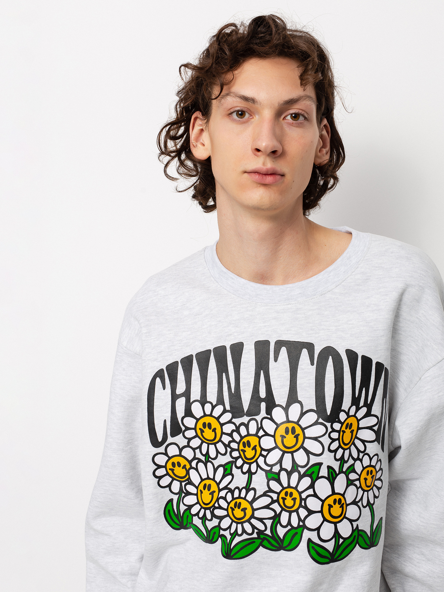 Bluza Chinatown Market Smiley Flower Power (ash gray)
