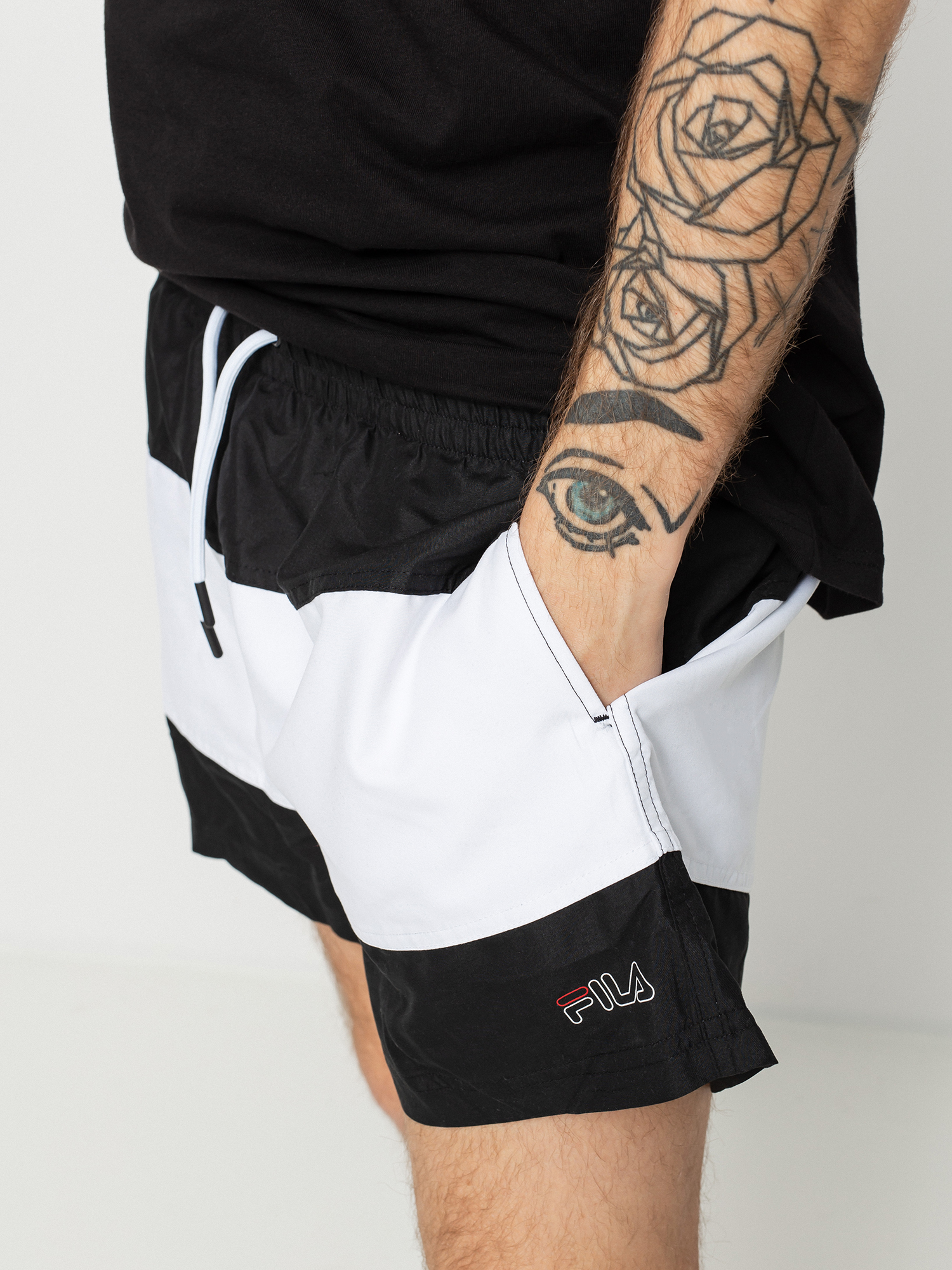 Szorty Fila Yamato (black/bright white)
