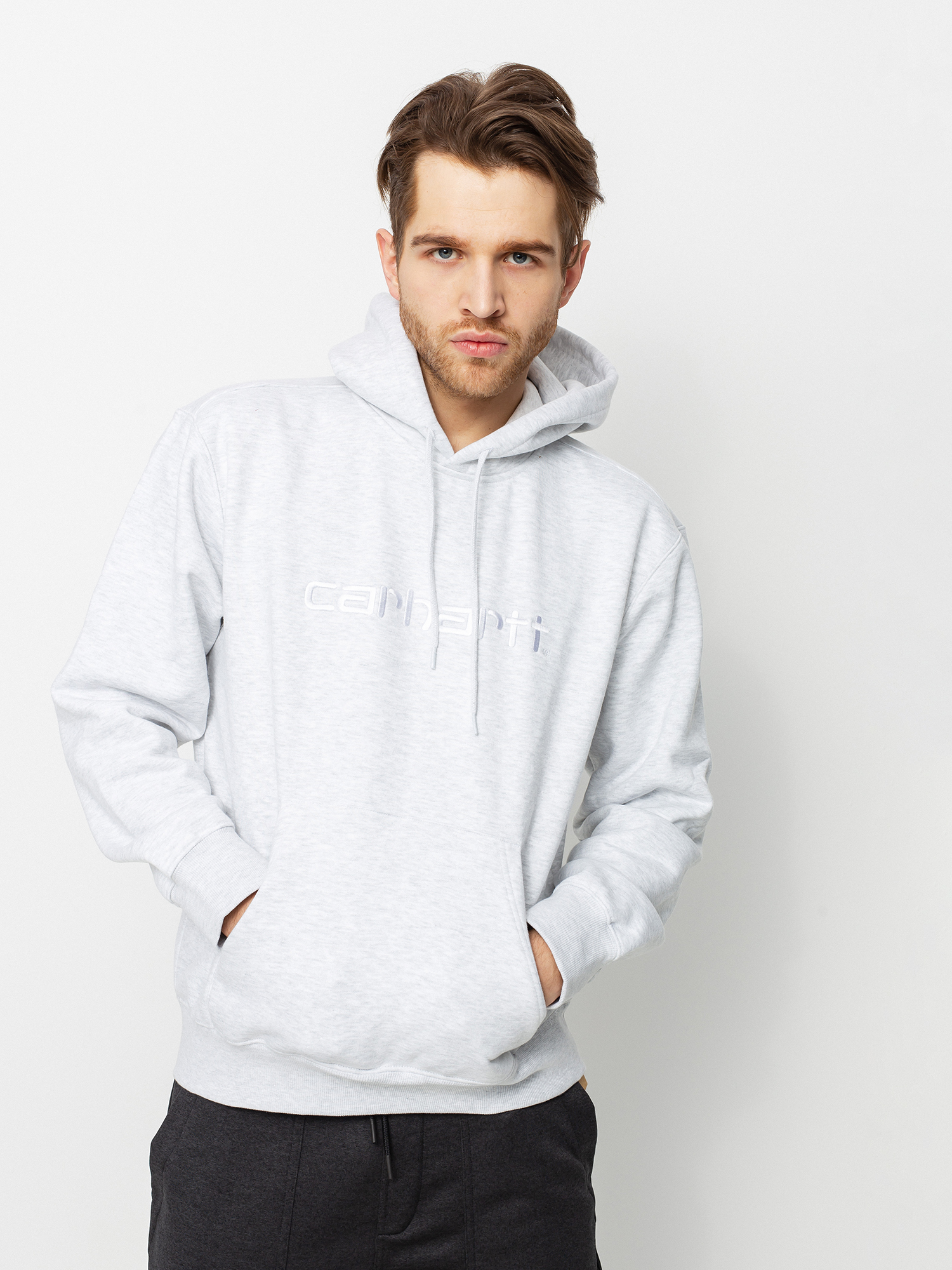 Bluza z kapturem Carhartt WIP Sweat HD (ash heather/white)