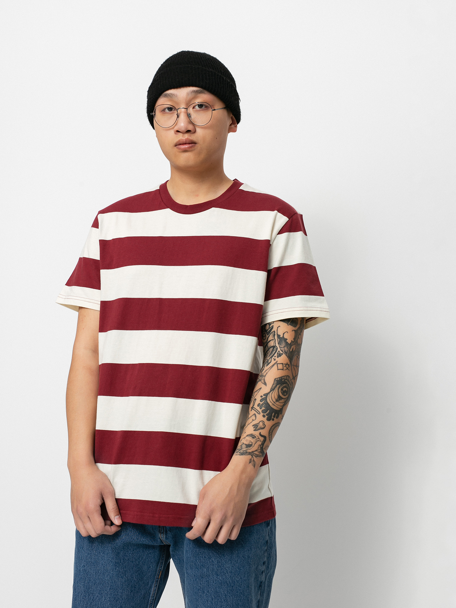T-shirt Globe Dion Agius Striped (ox blood)