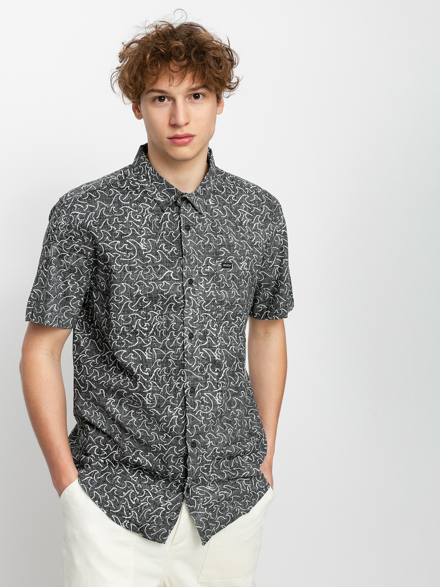 Koszula RVCA Oblow Waves Ls (black)