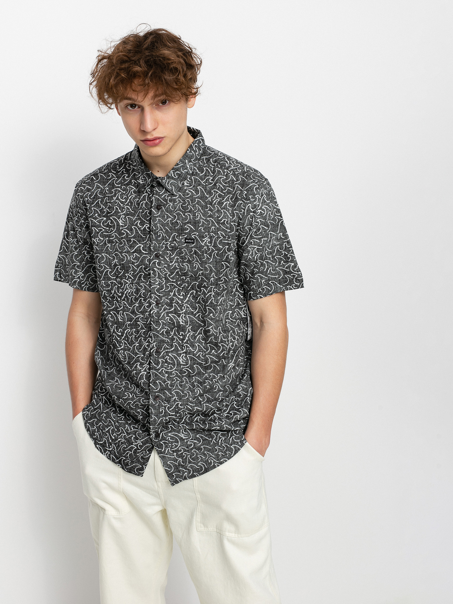 Koszula RVCA Oblow Waves Ls (black)