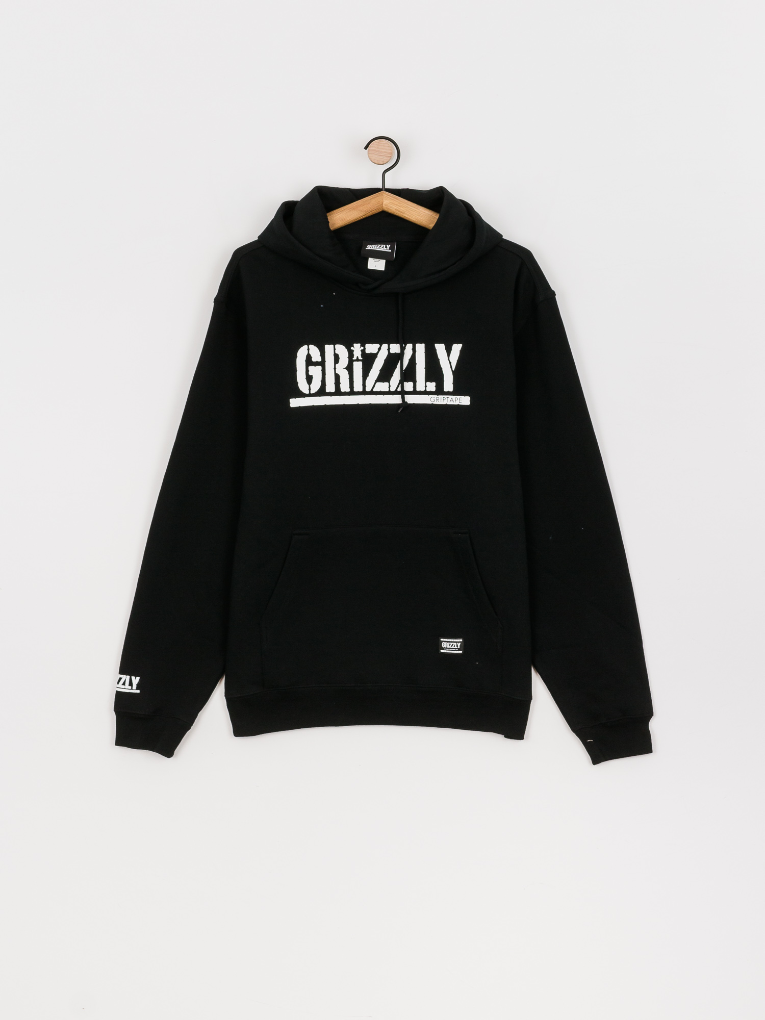 Bluza z kapturem Grizzly Griptape OG Stamp HD (black/white)